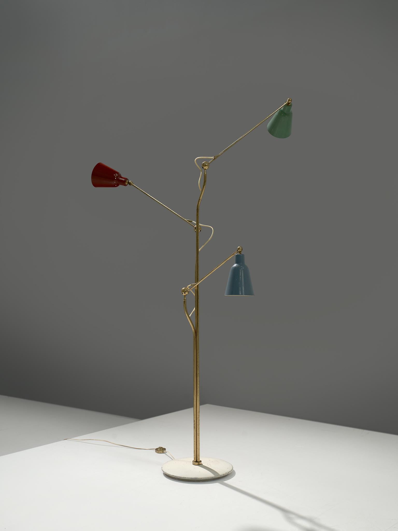 Three-Armed Floor Lamp by Angelo Lelii for Arredoluce, 1950s 1