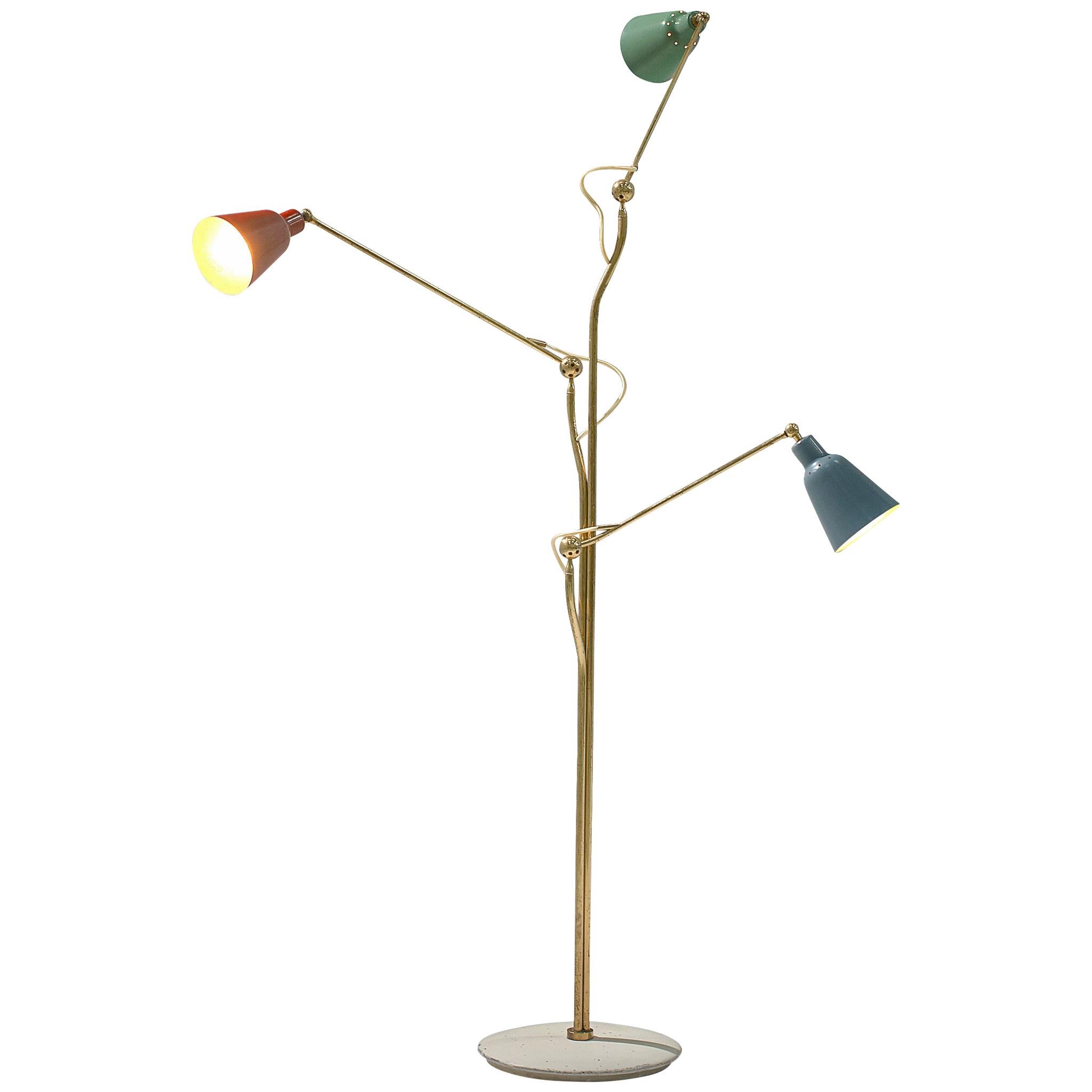 Three-Armed Floor Lamp by Angelo Lelii for Arredoluce, 1950s