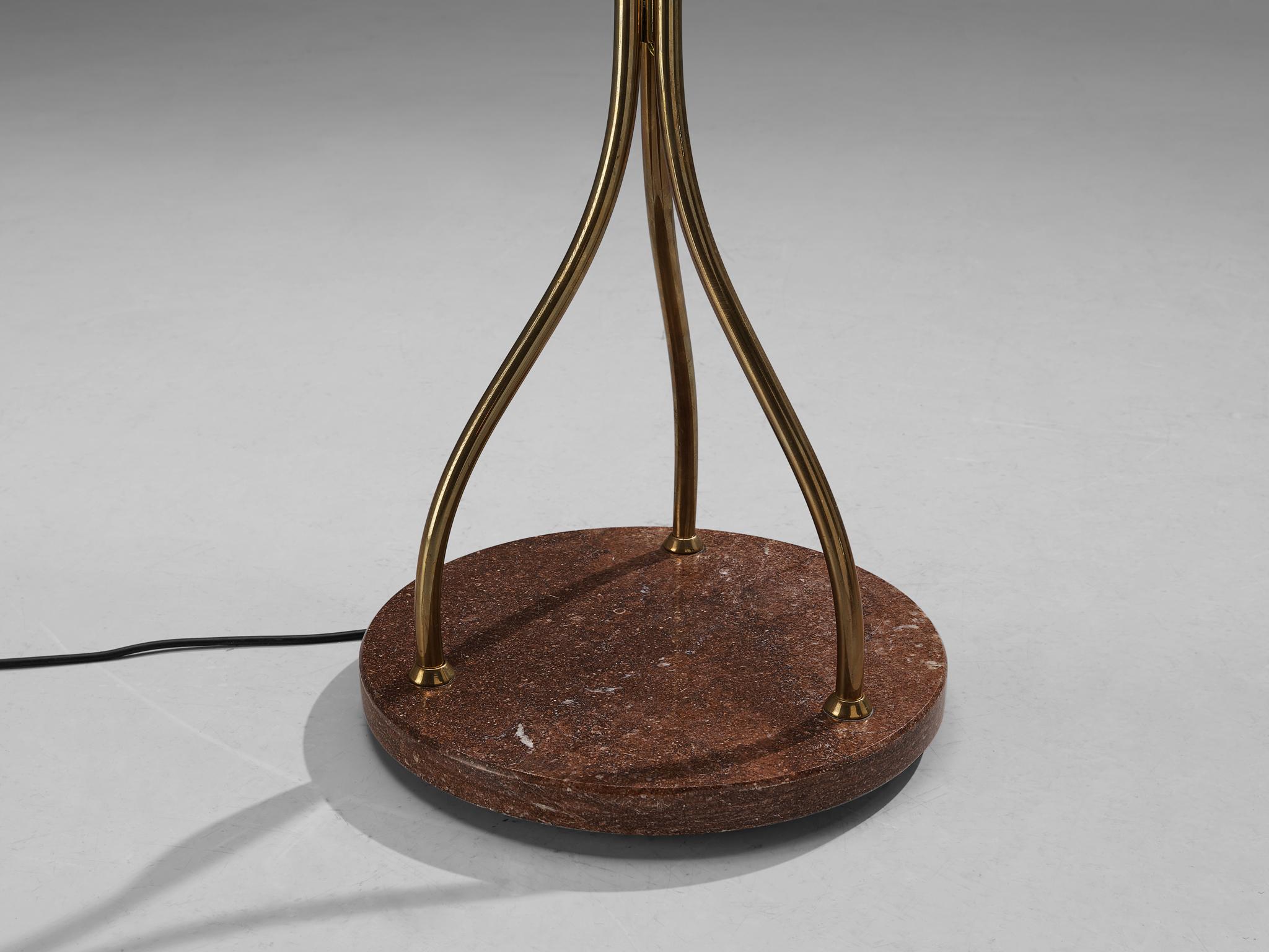 Mid-20th Century Angelo Lelii for Arredoluce Floor Lamp with Leaves in Hammered Brass