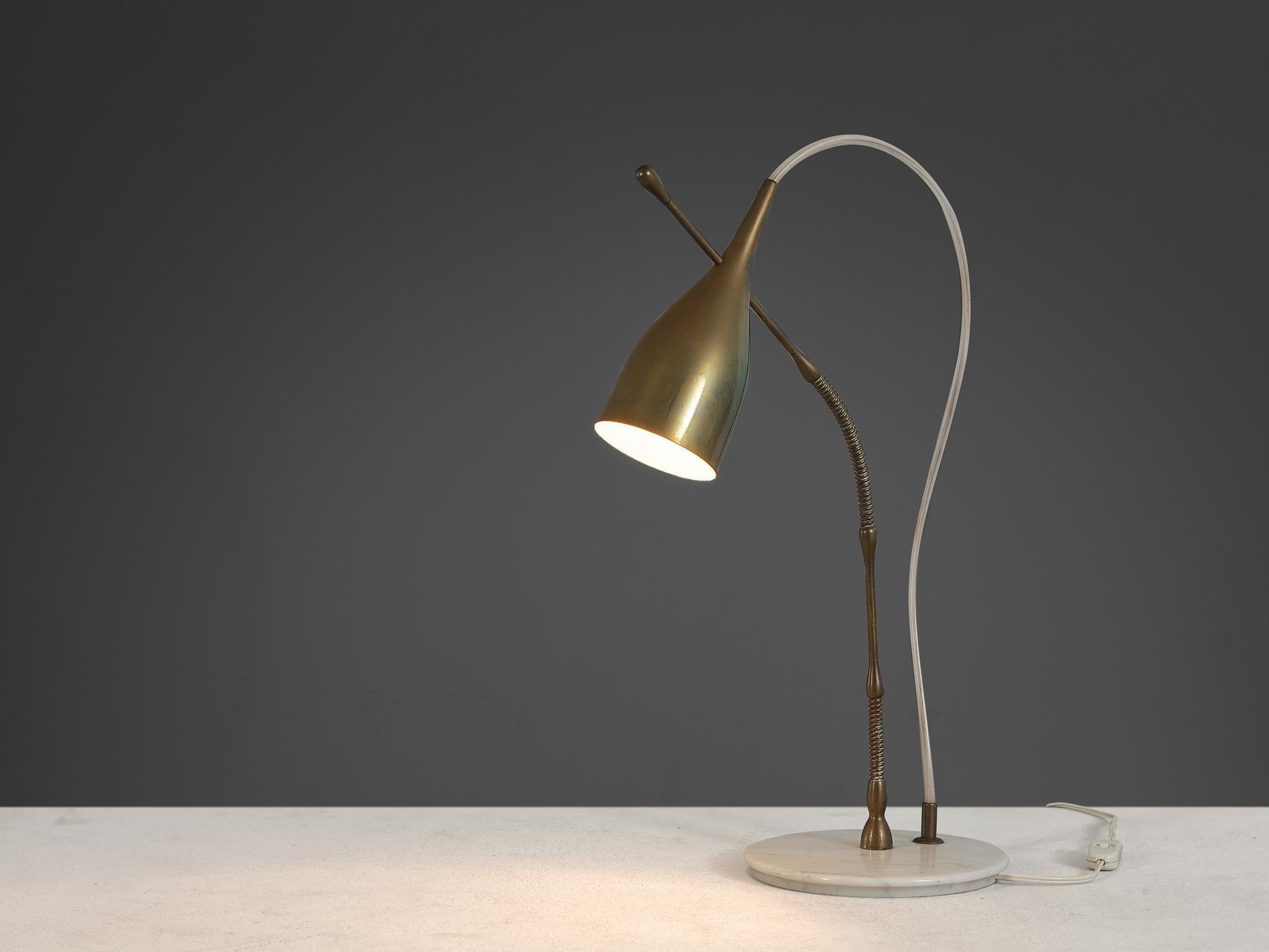 Angelo Lelii pour Arredoluce Lampe de table 'Lucinella' en laiton et marbre  Bon état - En vente à Waalwijk, NL