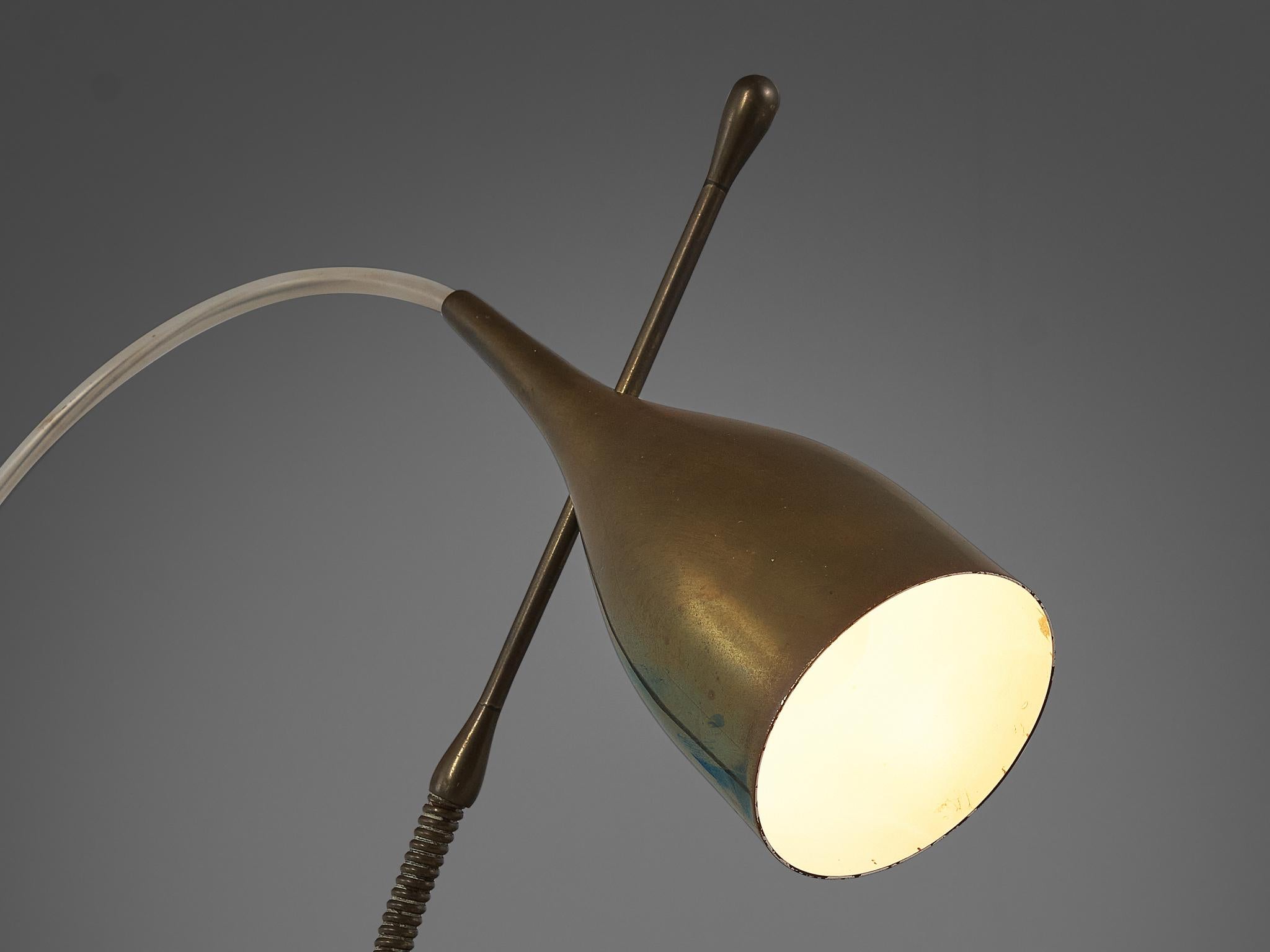 Mid-20th Century Angelo Lelii for Arredoluce ‘Lucinella’ Table Lamp in Brass and Marble  For Sale