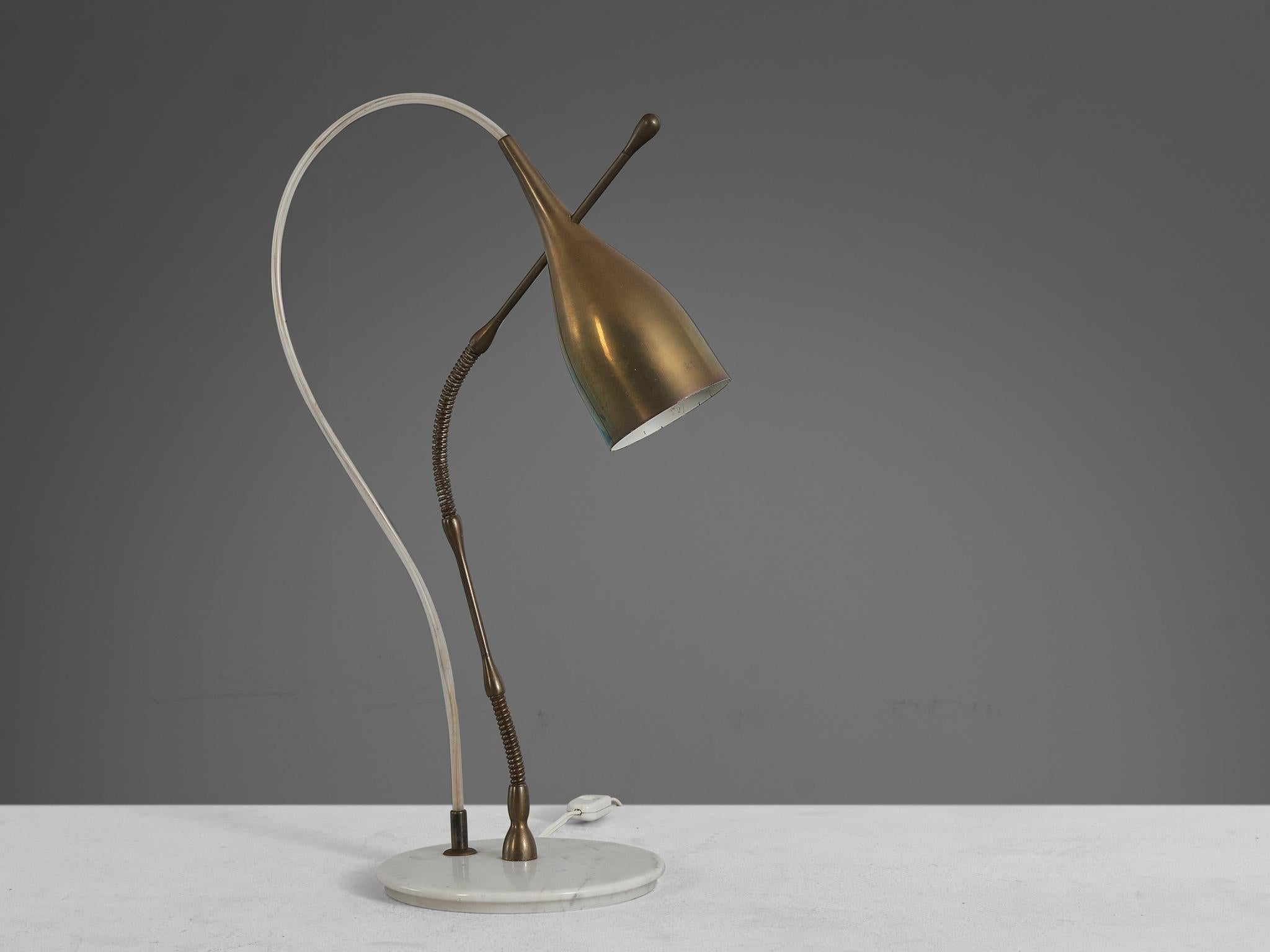 Angelo Lelii pour Arredoluce Lampe de table 'Lucinella' en laiton et marbre  en vente 2
