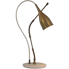 Retro Angelo Lelii for Arredoluce ‘Lucinella’ Table Lamp in Brass and Marble 