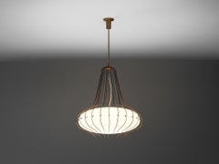 Araña "Medusa" de Angelo Lelii para Arredoluce, de latón y cristal opalino blanco