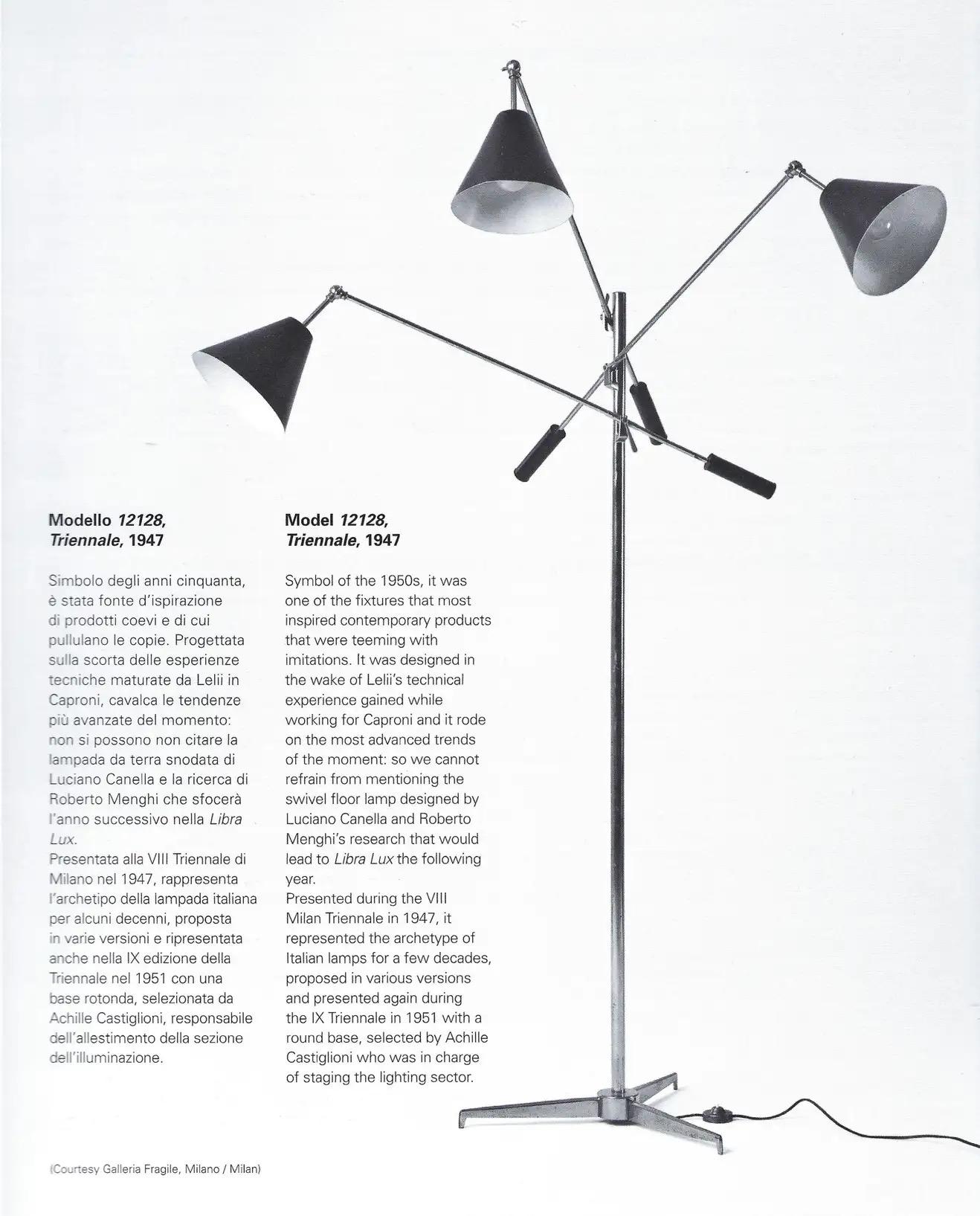 Angelo Lelii for Arredoluce Model 12128 Triennale Floor Lamp Brass & White For Sale 2