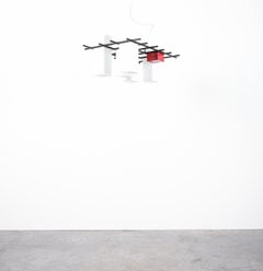 Angelo Lelii per Arredoluce Lampadario in vetro opalino 1958, Italia