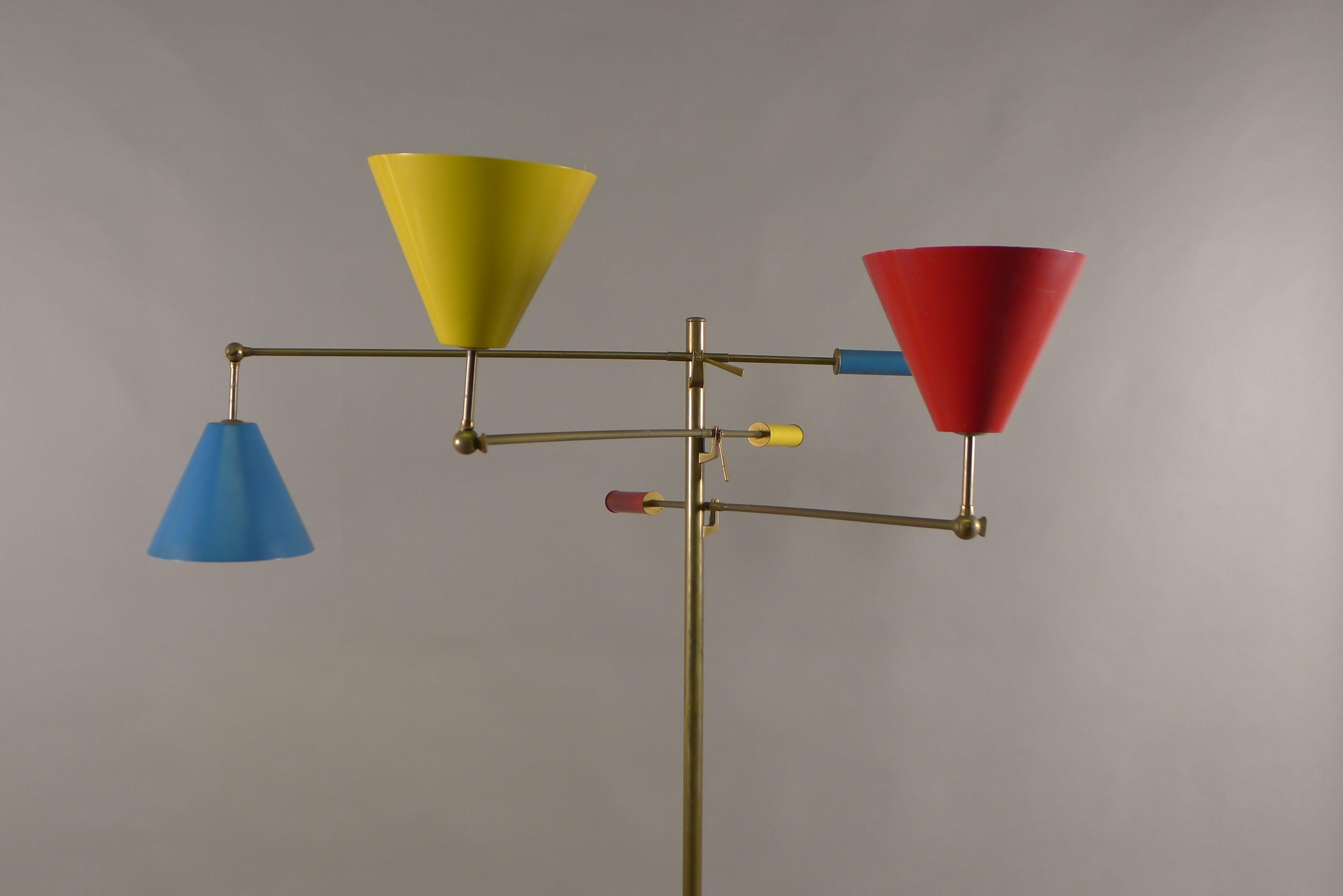 Mid-Century Modern Angelo Lelii for Arredoluce, Original Signed Triennale Floor Lamp in Brass
