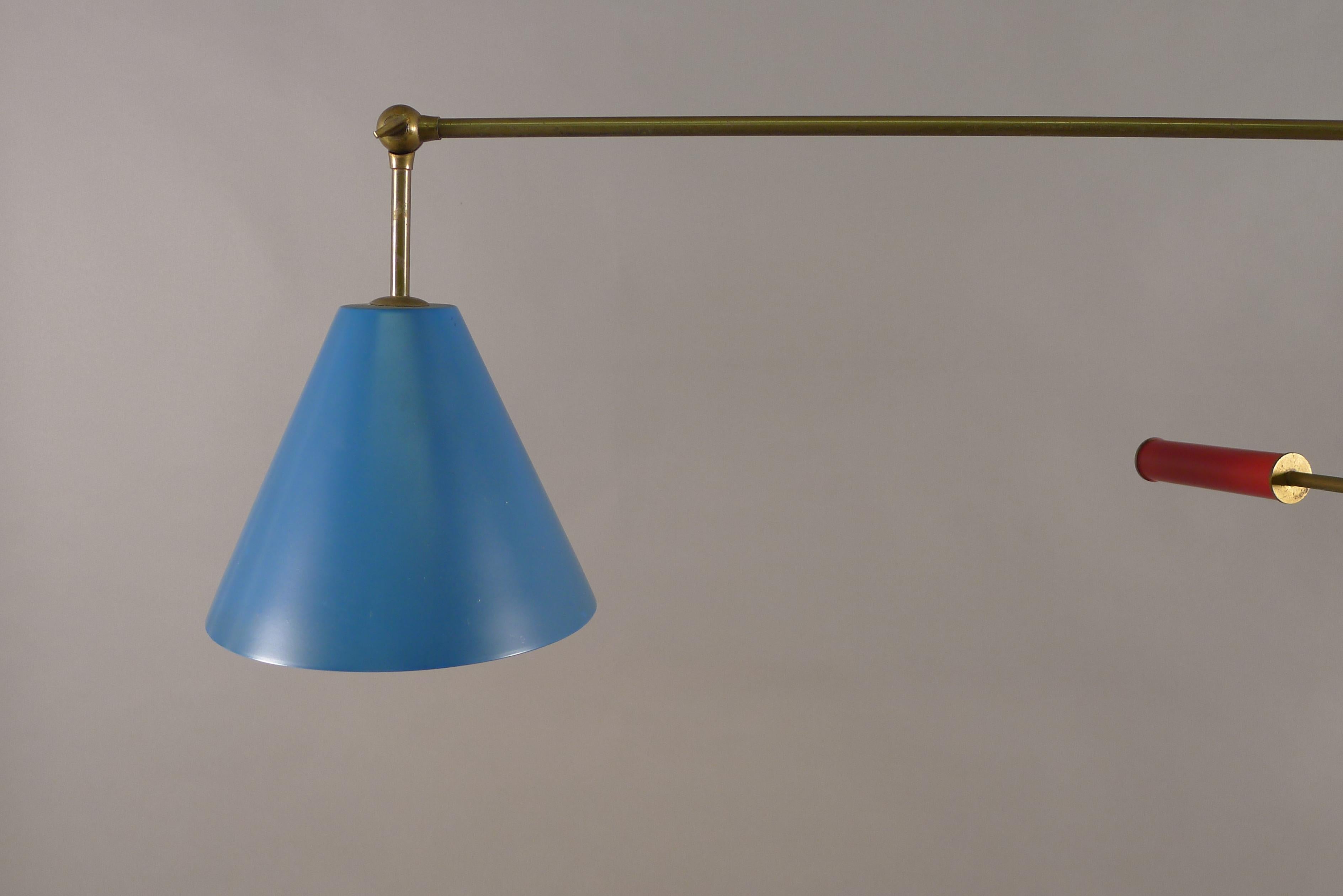 Italian Angelo Lelii for Arredoluce, Original Signed Triennale Floor Lamp in Brass