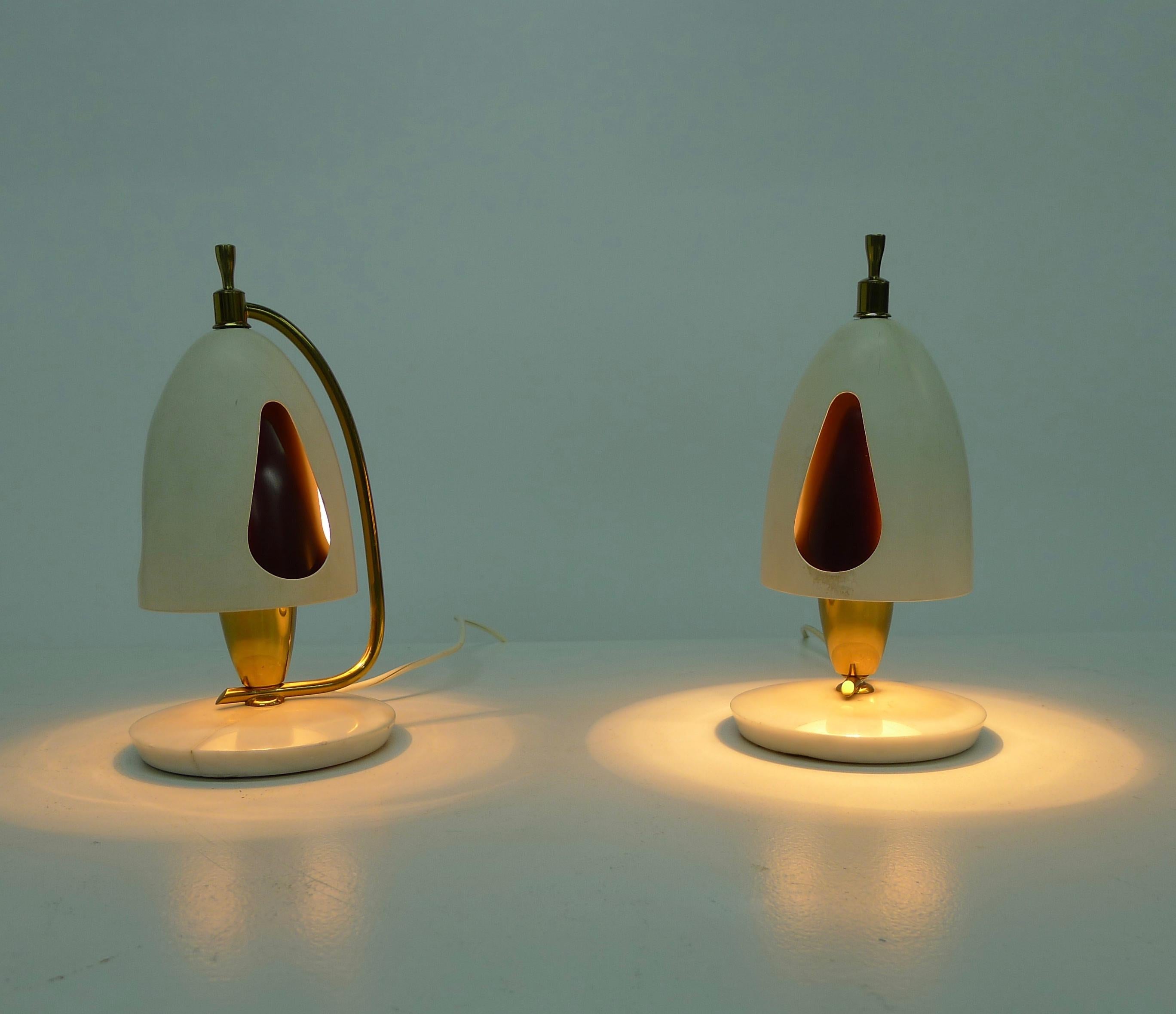Aluminum Angelo Lelii for Arredoluce, Pair of Italian table lamps, model 12398, 1952 For Sale