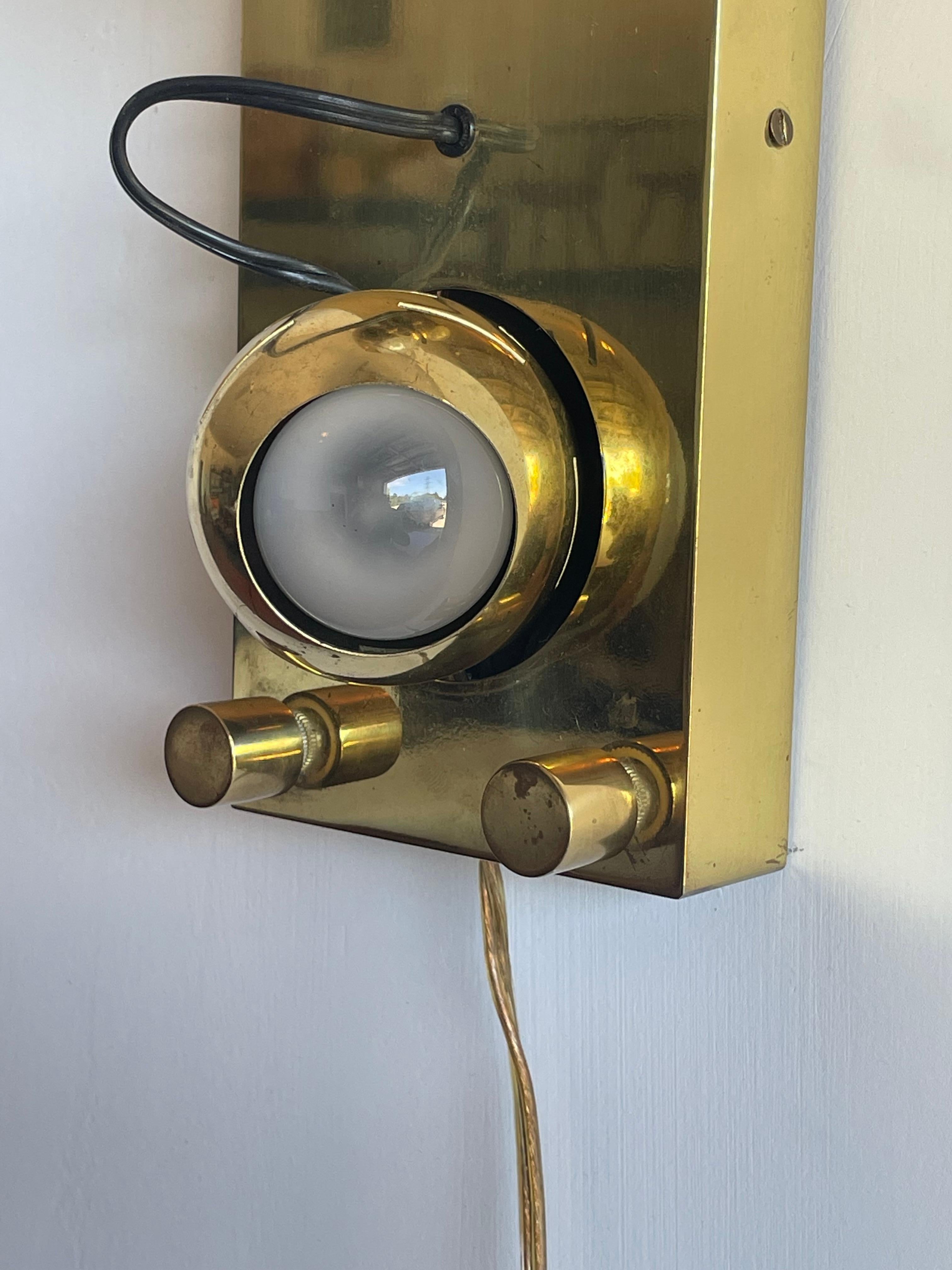 Brass Angelo Lelii for Arredoluce Rare “Eyeball” Wall Sconce, Model 14140 For Sale