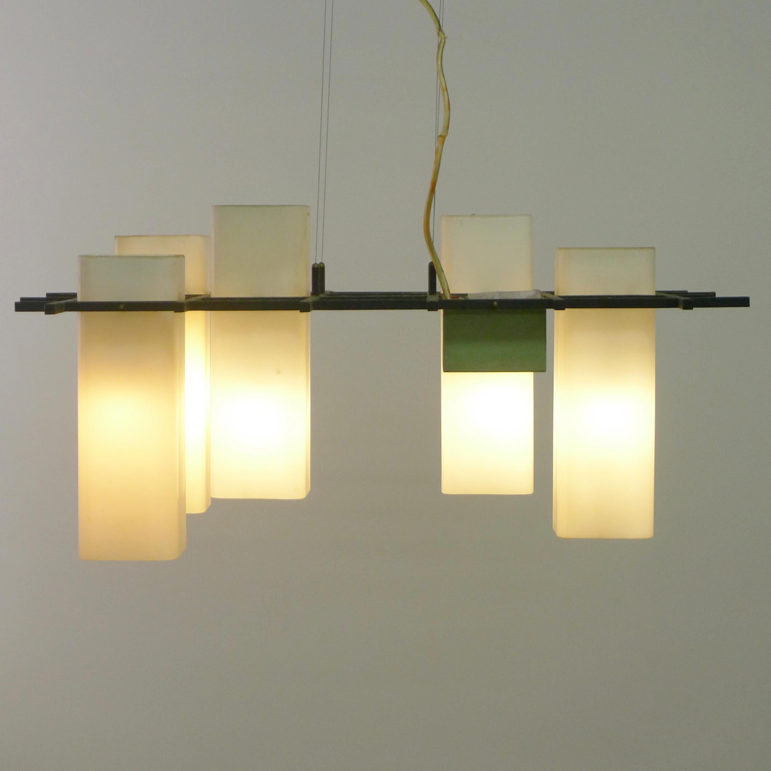 Angelo Lelii for Arredoluce, Rare Model 212 Chandelier / Pendant Light, c. 1958 In Good Condition In Wargrave, Berkshire