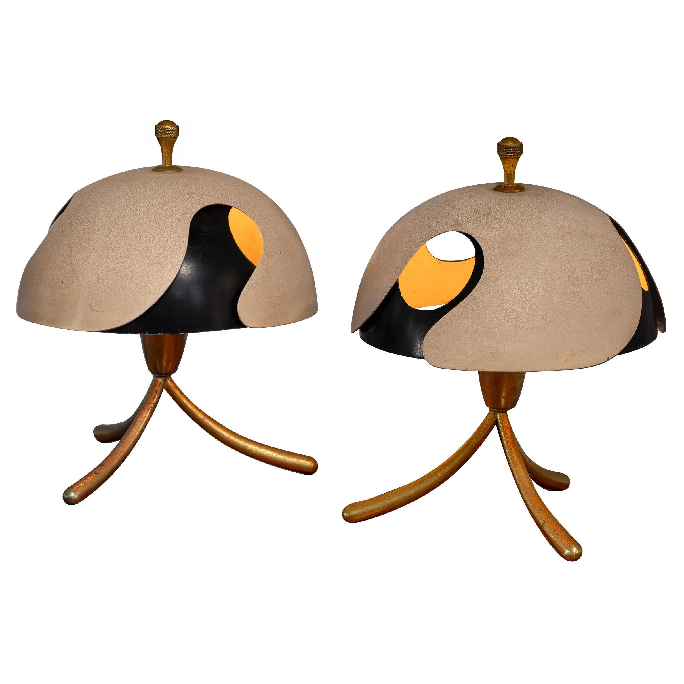 Angelo Lelii pour Arredoluce Rare paire de lampes de table