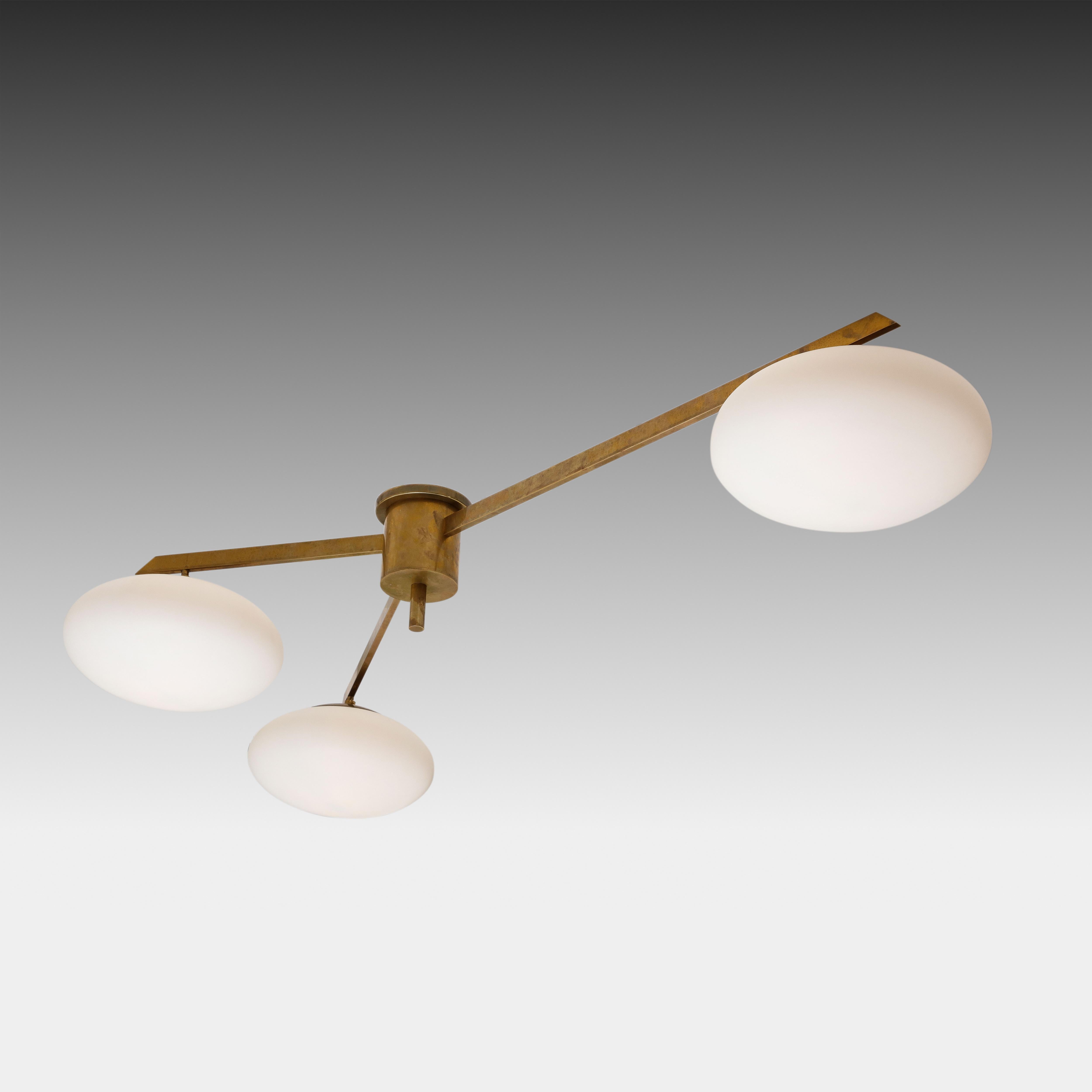 Angelo Lelii for Arredoluce Rare Pair of Tre Lune Ceiling or Walll Lights For Sale 7