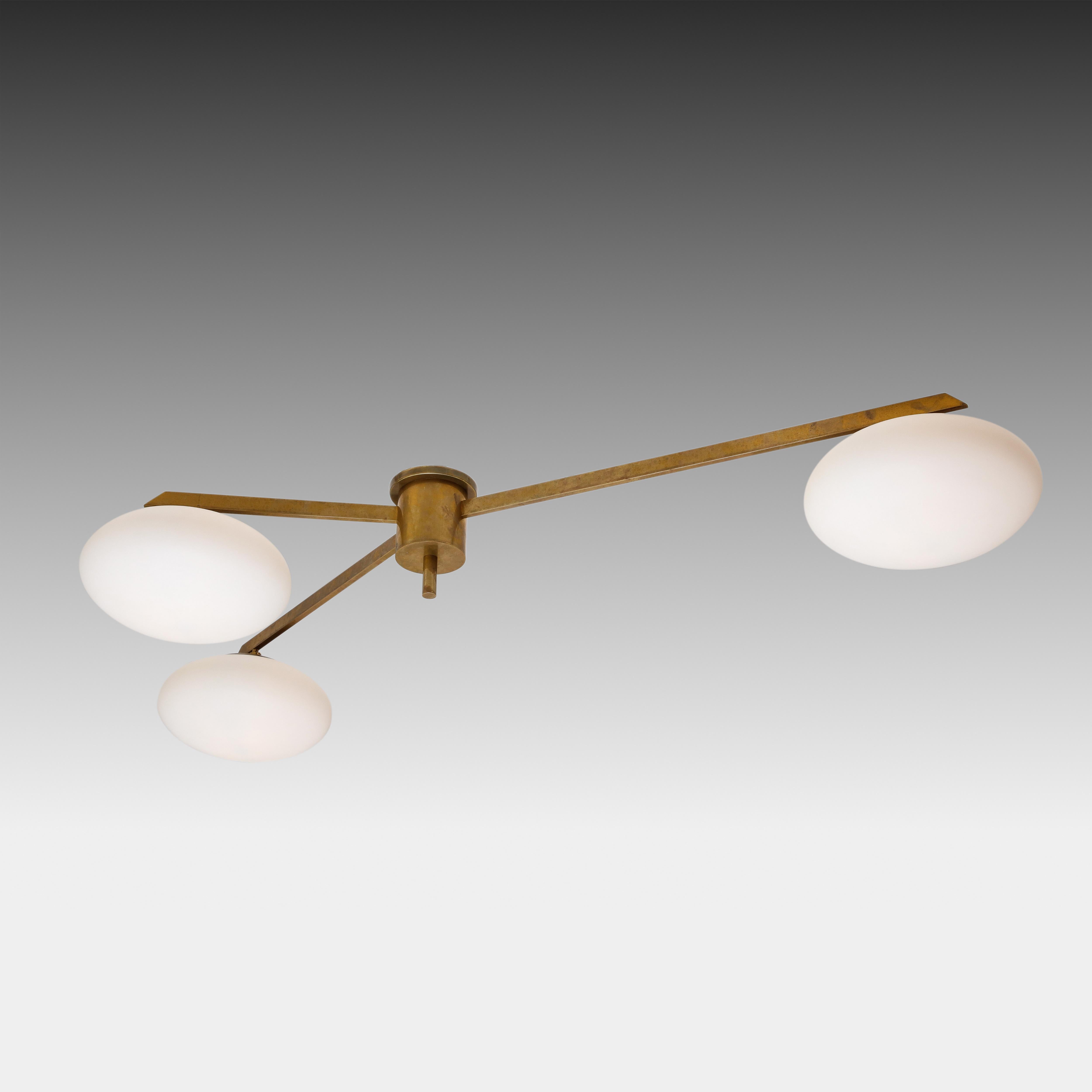 Angelo Lelii for Arredoluce Rare Pair of Tre Lune Ceiling or Walll Lights For Sale 8