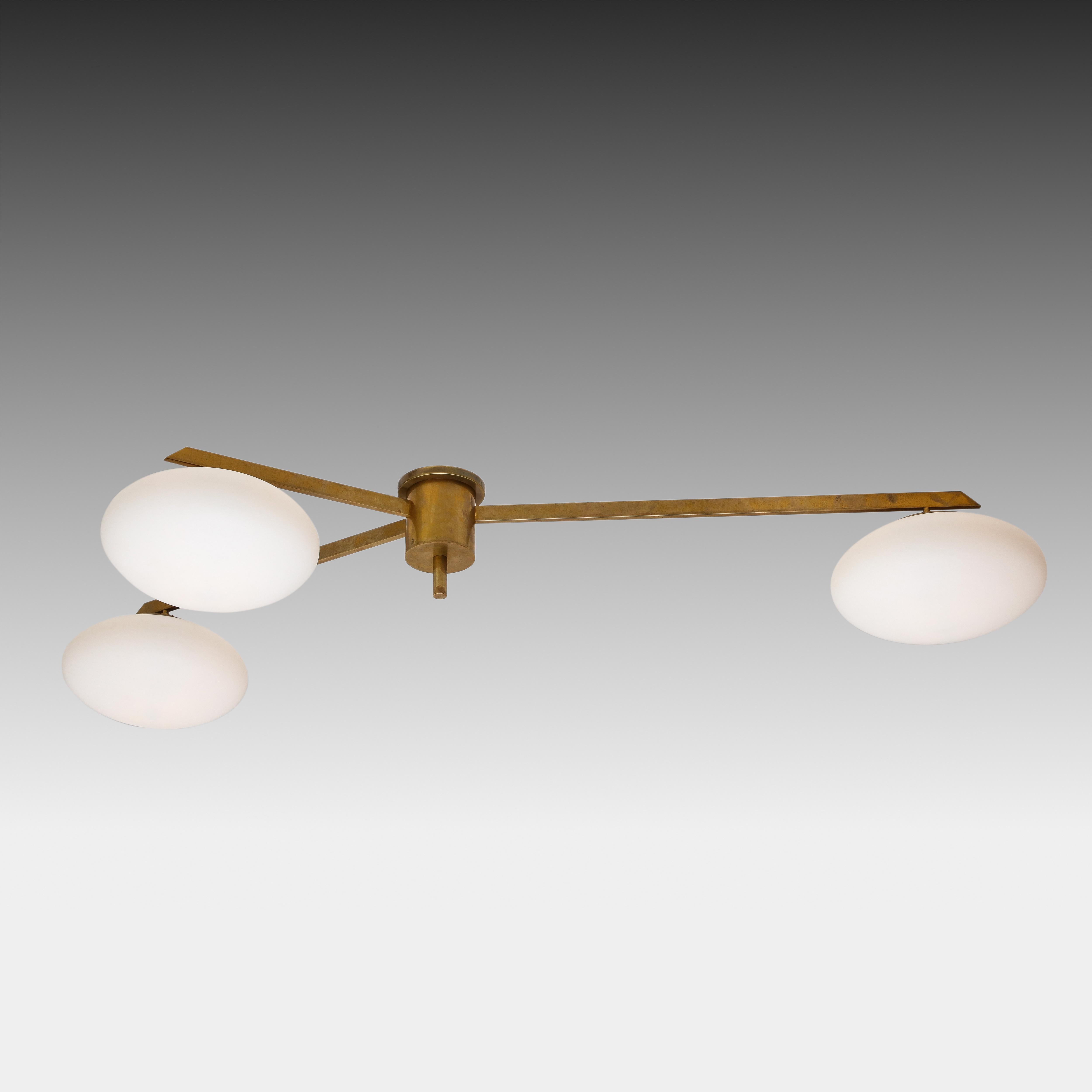 Angelo Lelii for Arredoluce Rare Pair of Tre Lune Ceiling or Walll Lights For Sale 9