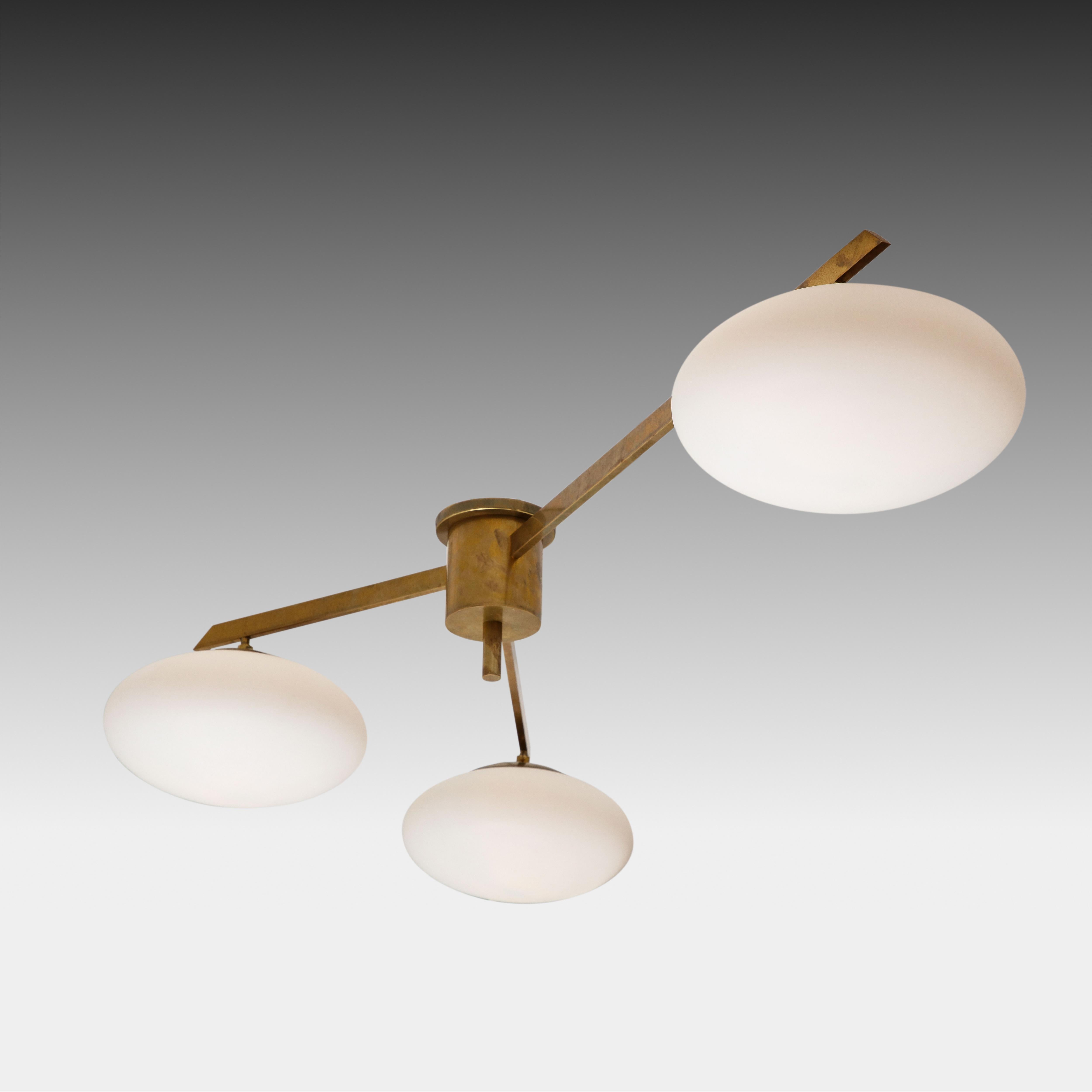 Angelo Lelii for Arredoluce Rare Pair of Tre Lune Ceiling or Walll Lights For Sale 10