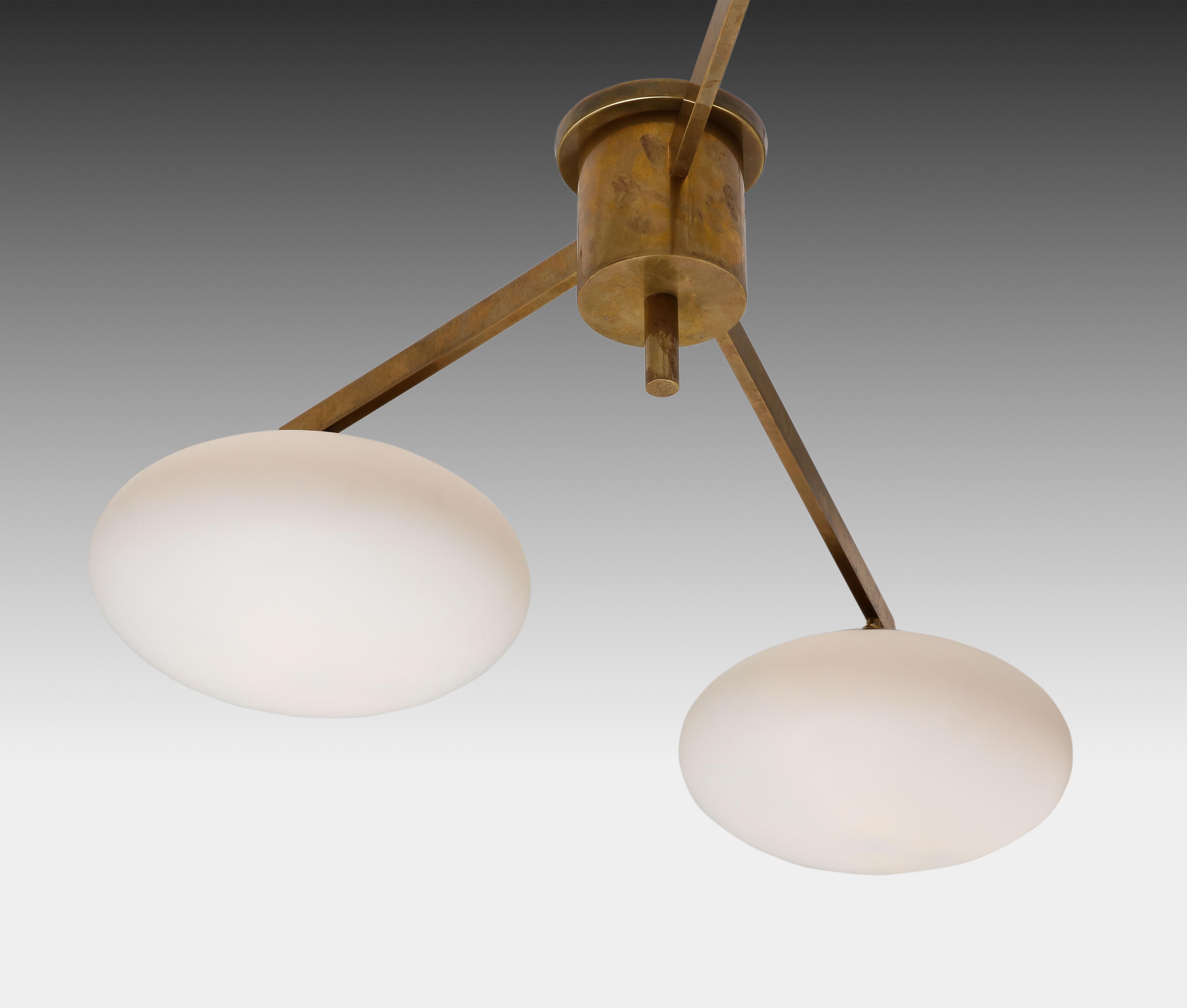 Angelo Lelii for Arredoluce Rare Pair of Tre Lune Ceiling or Walll Lights For Sale 12
