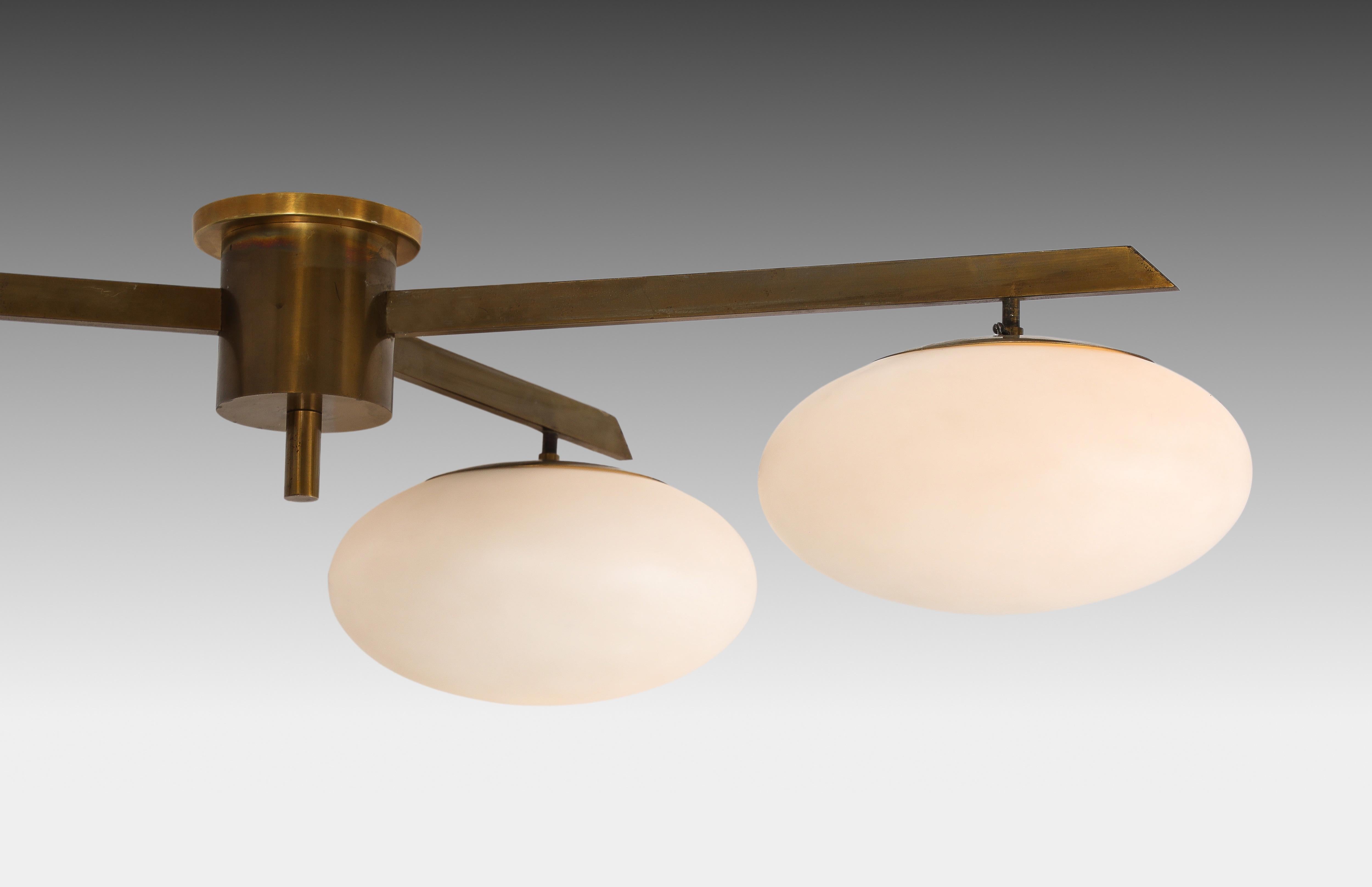 Angelo Lelii for Arredoluce Rare Pair of Tre Lune Ceiling or Walll Lights In Good Condition For Sale In New York, NY