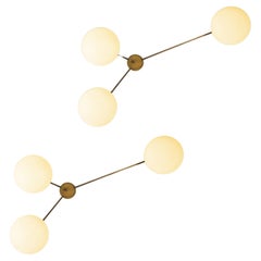 Angelo Lelii for Arredoluce Rare Pair of Tre Lune Ceiling or Walll Lights