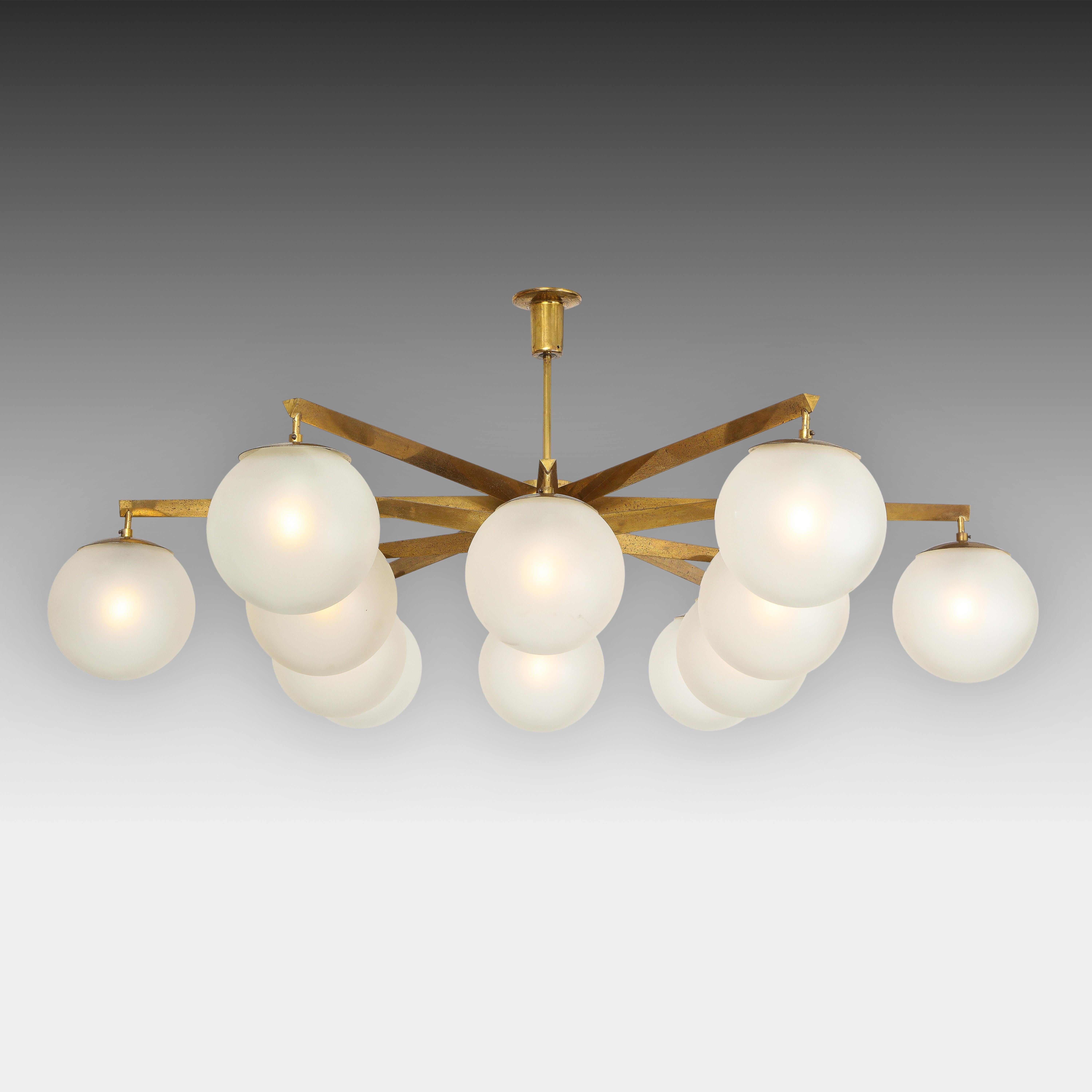 Mid-Century Modern Angelo Lelii for Arredoluce Rare Stella a 12 Chandelier