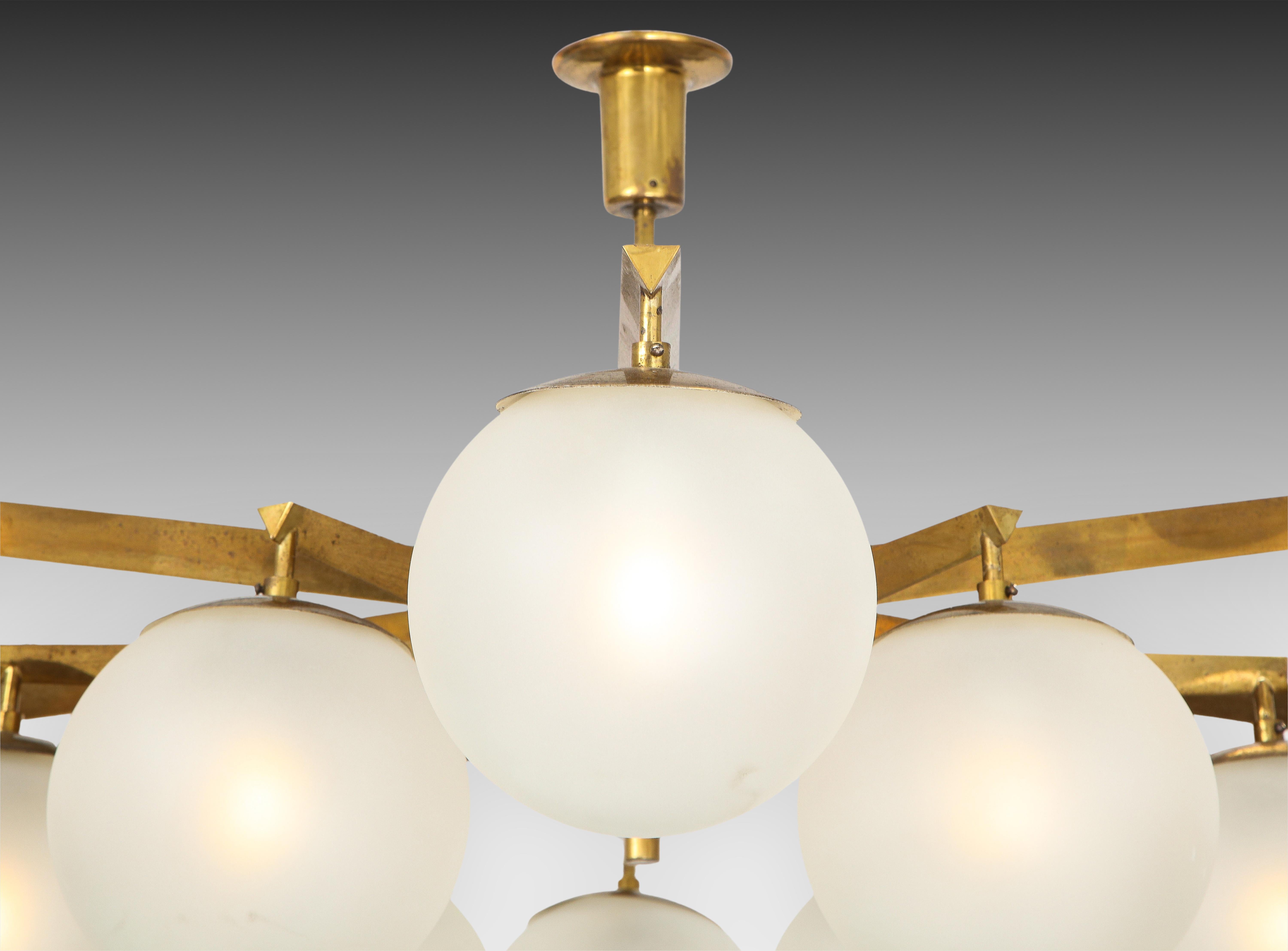 Angelo Lelii for Arredoluce Rare Stella a 12 Chandelier In Good Condition In New York, NY