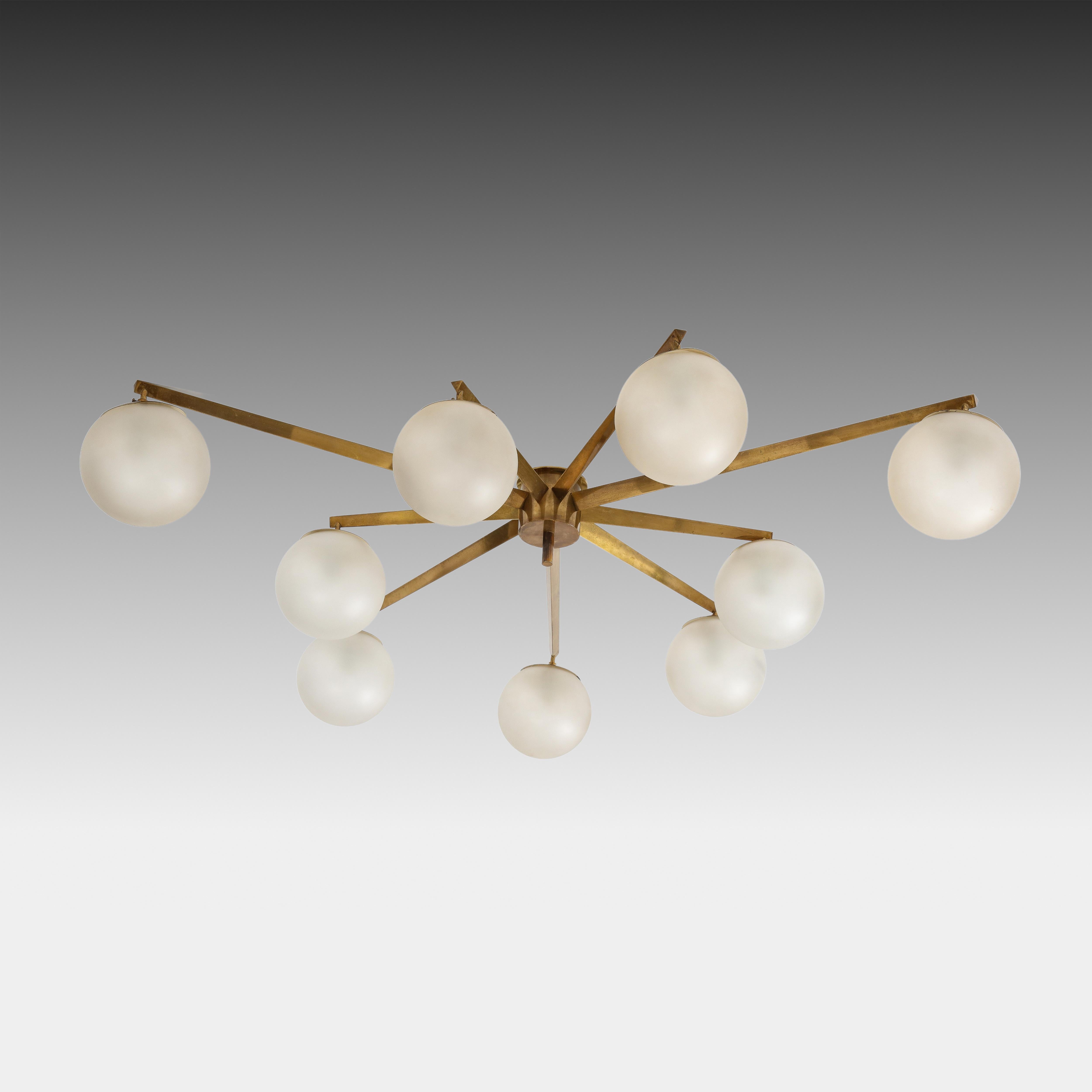 Angelo Lelii for Arredoluce Rare Stella a 9 Chandelier In Good Condition In New York, NY