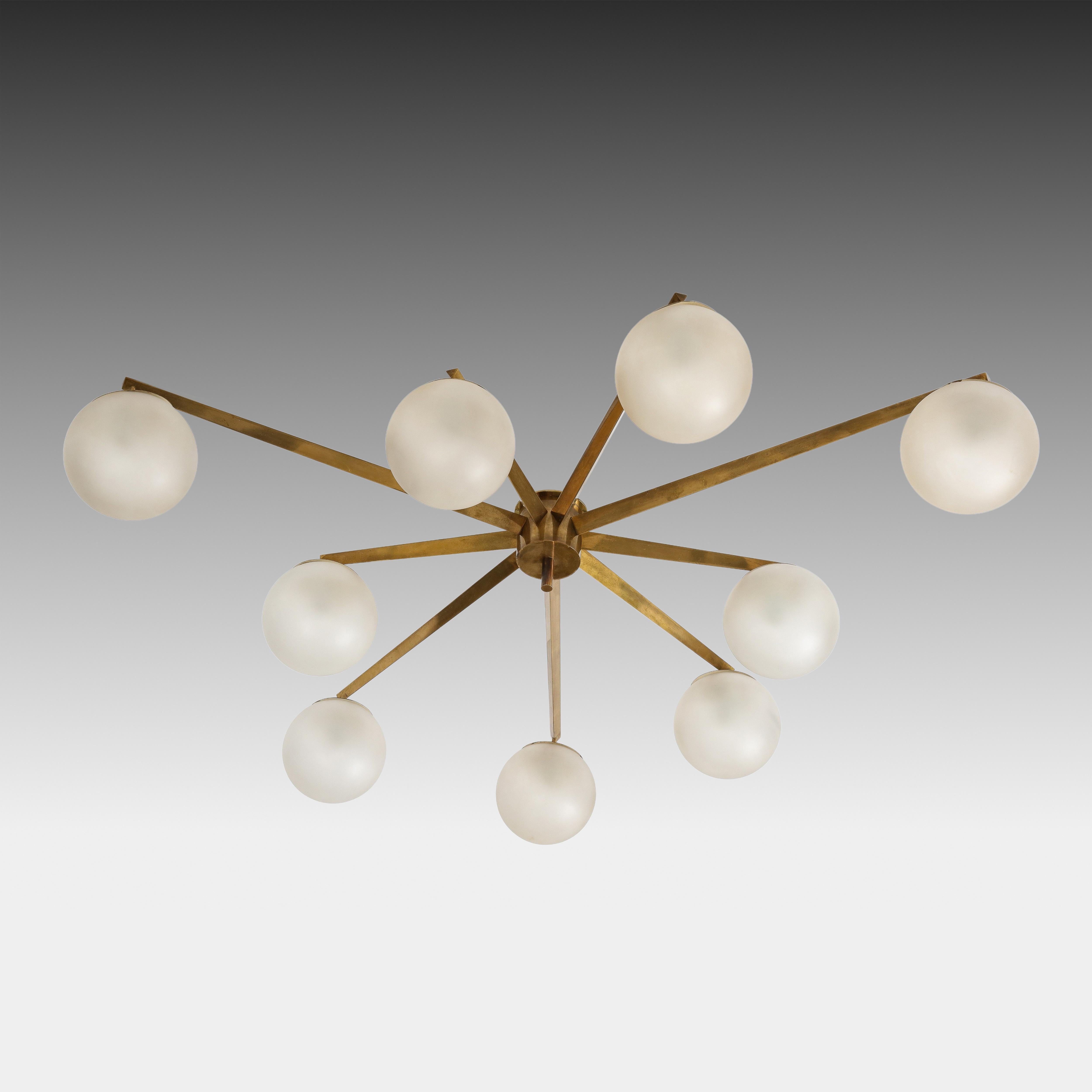 Etched Angelo Lelii for Arredoluce Rare Stella a 9 Chandelier