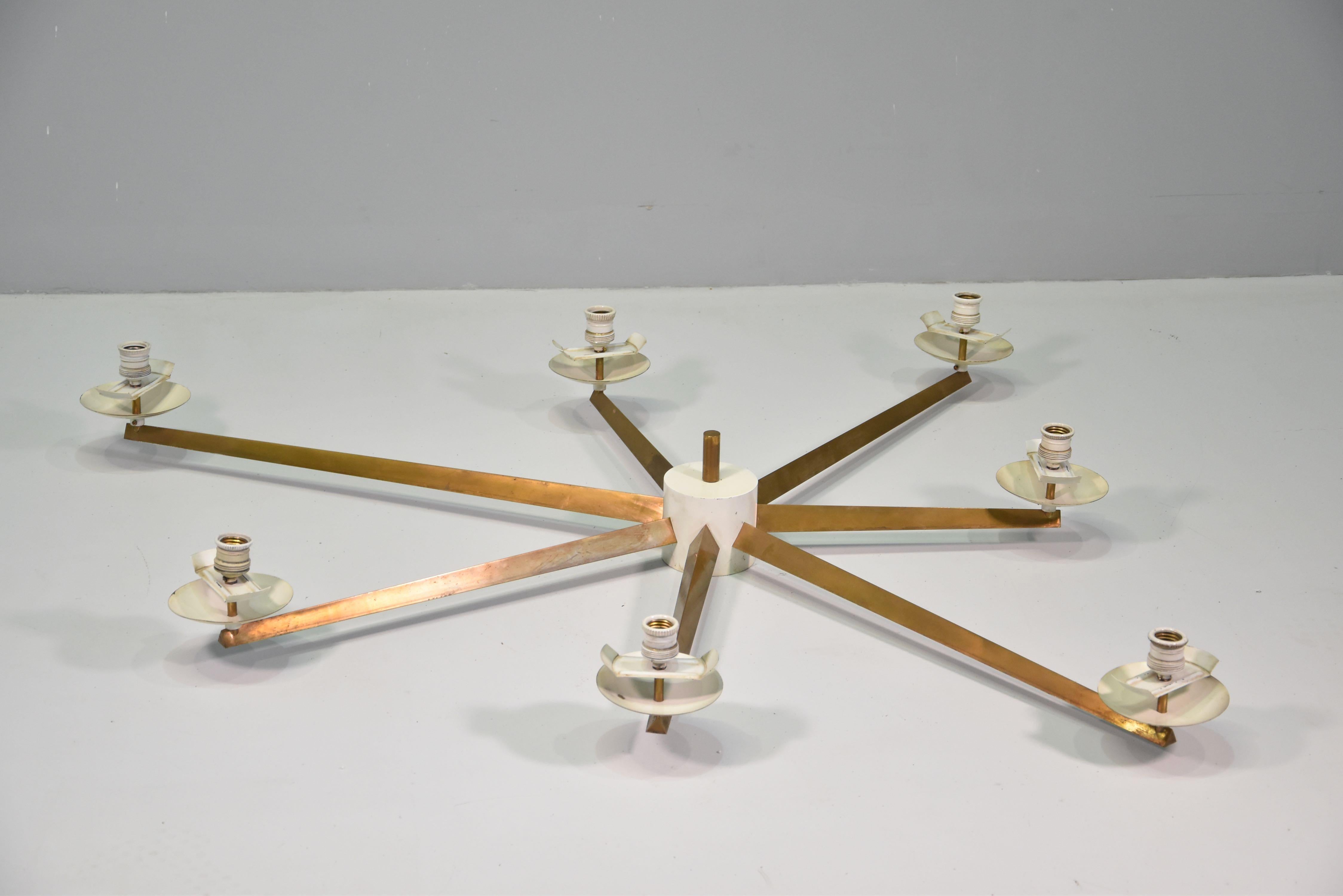 Angelo Lelii for Arredoluce Rare Stella Seven Lune Ceiling Light, Italy, 1960s 3