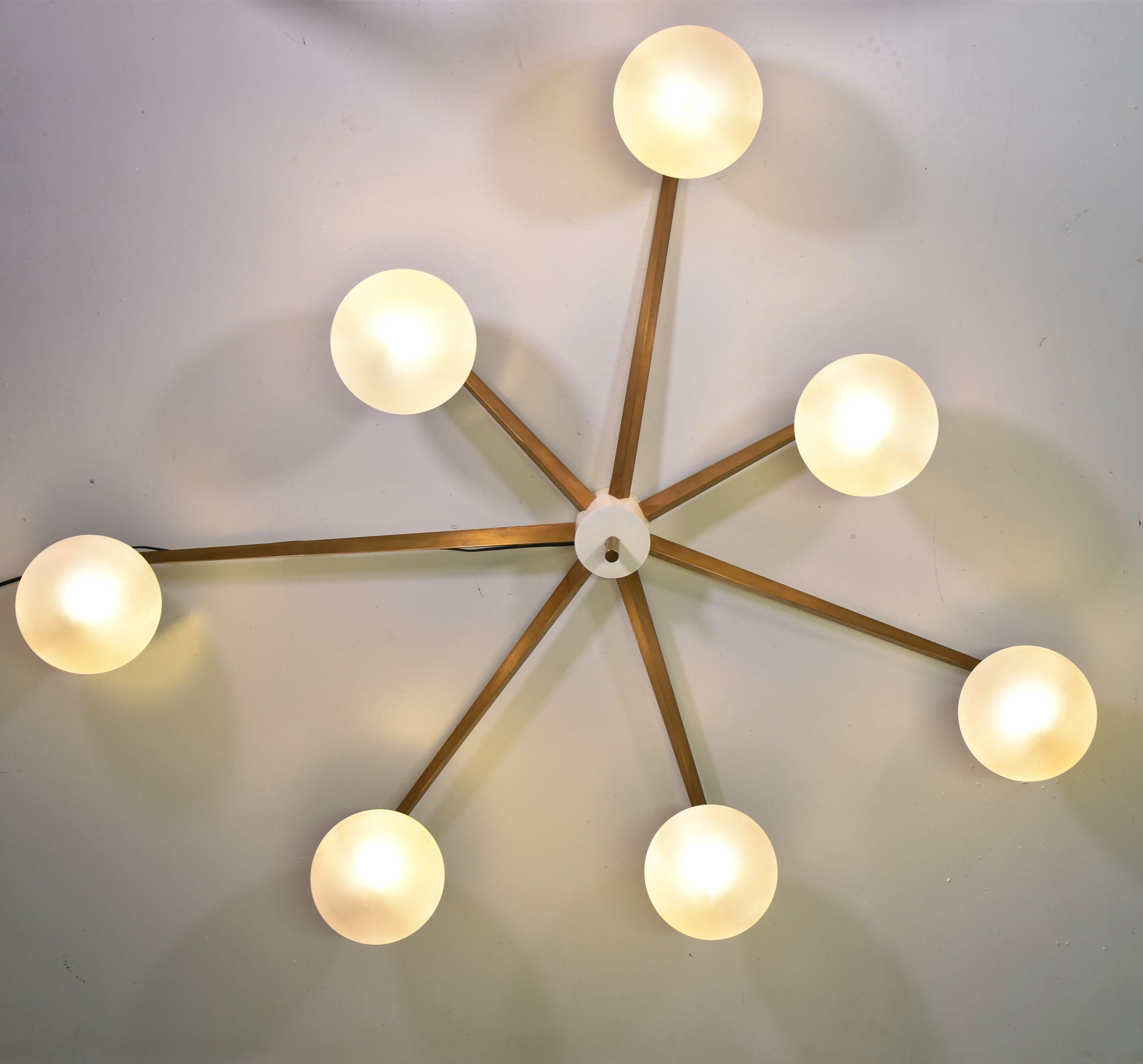 Mid-Century Modern Angelo Lelii for Arredoluce Rare Stella Seven Lune Ceiling Light, Italy, 1960s