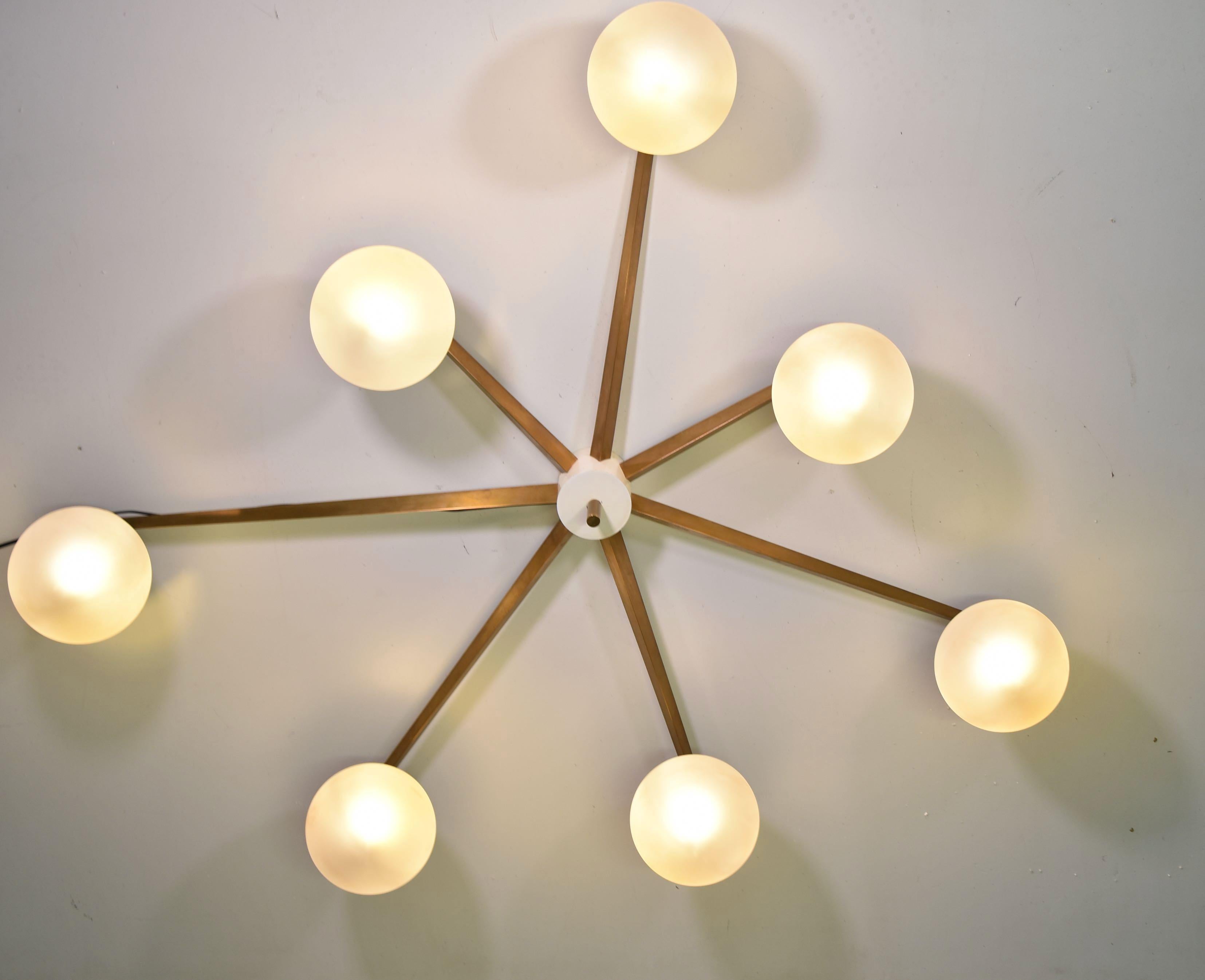 Angelo Lelii for Arredoluce Rare Stella Seven Lune Ceiling Light, Italy, 1960s In Good Condition In Rovereta, Repubblica di San Marino