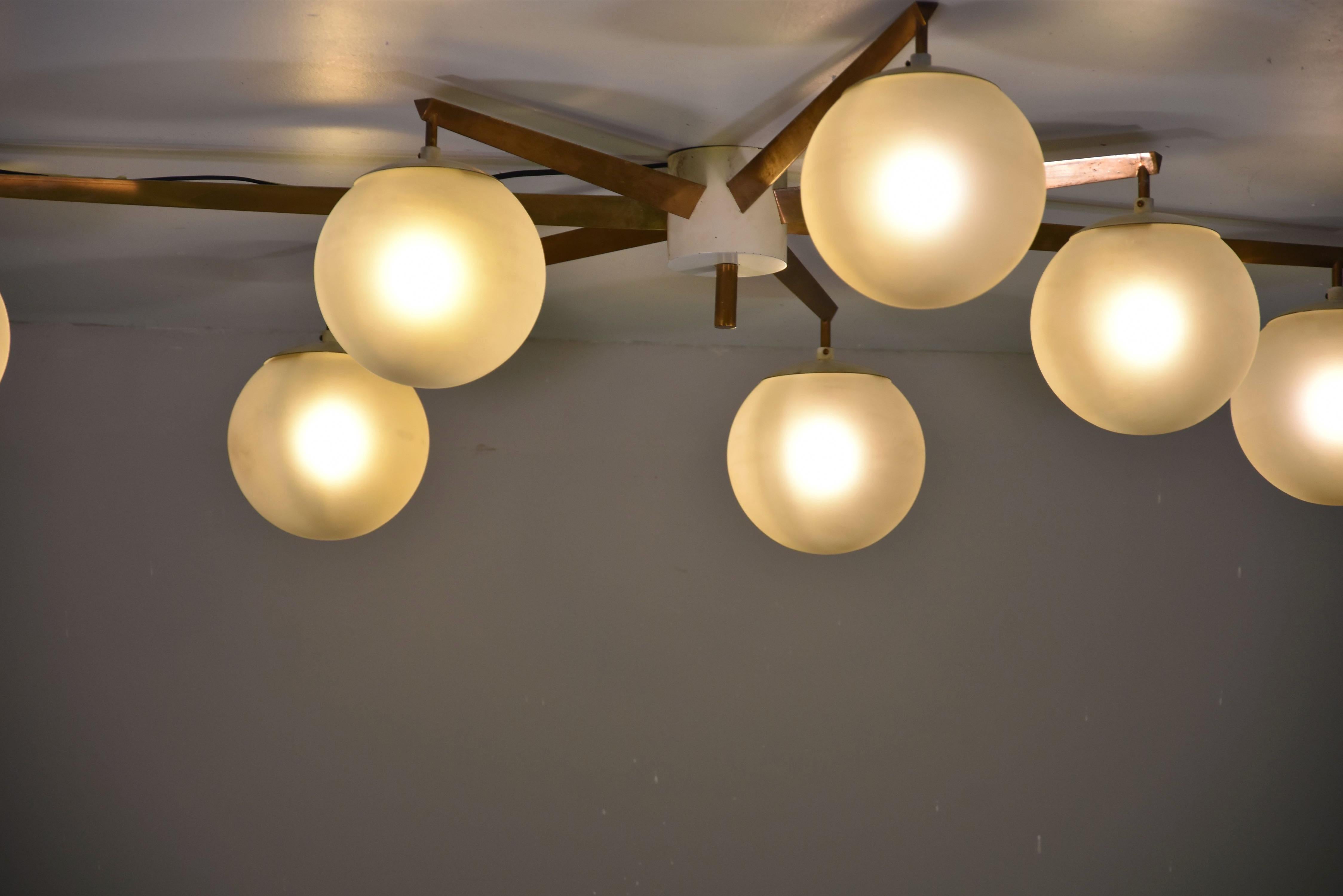Angelo Lelii for Arredoluce Rare Stella Seven Lune Ceiling Light, Italy, 1960s 1