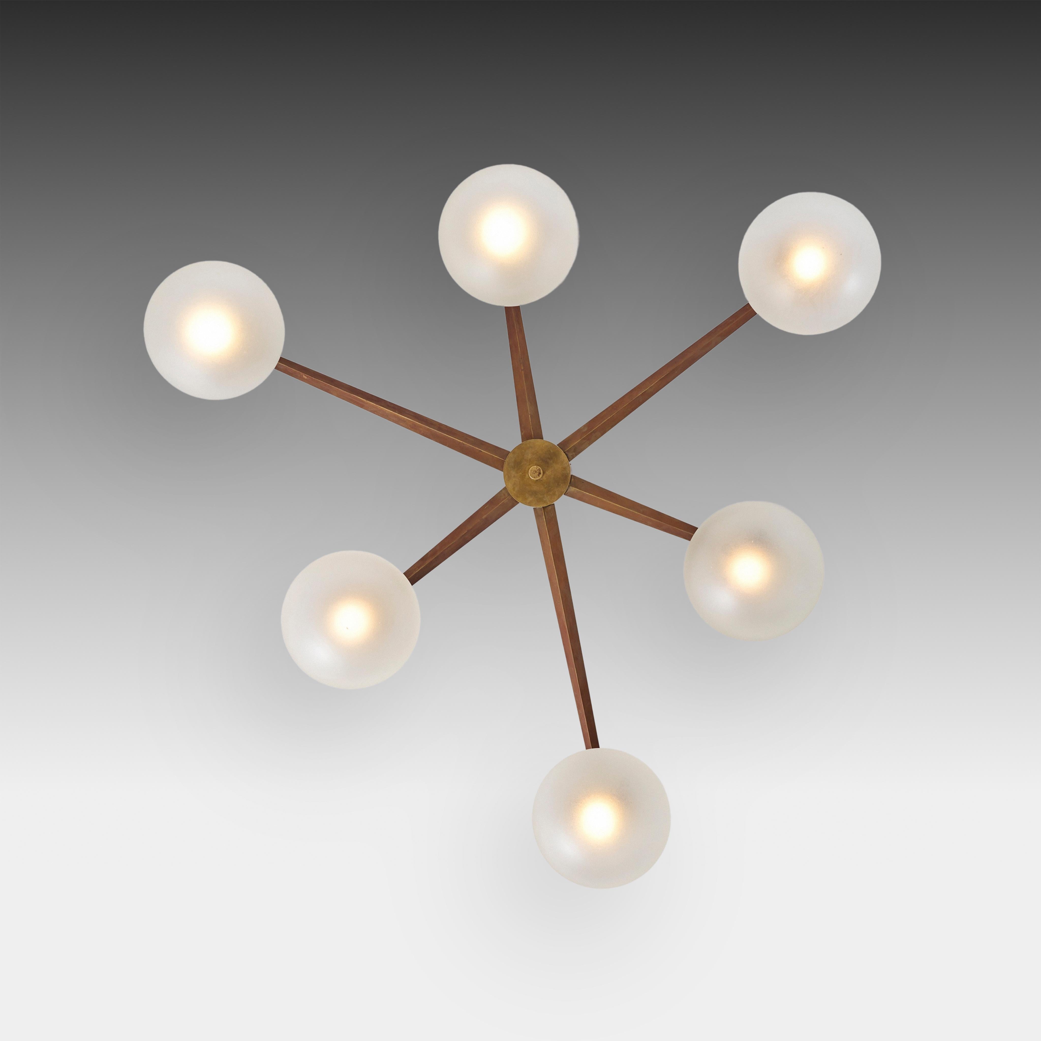 Angelo Lelii for Arredoluce Rare Stella Six Lune Ceiling Light, Italy, 1960s 3