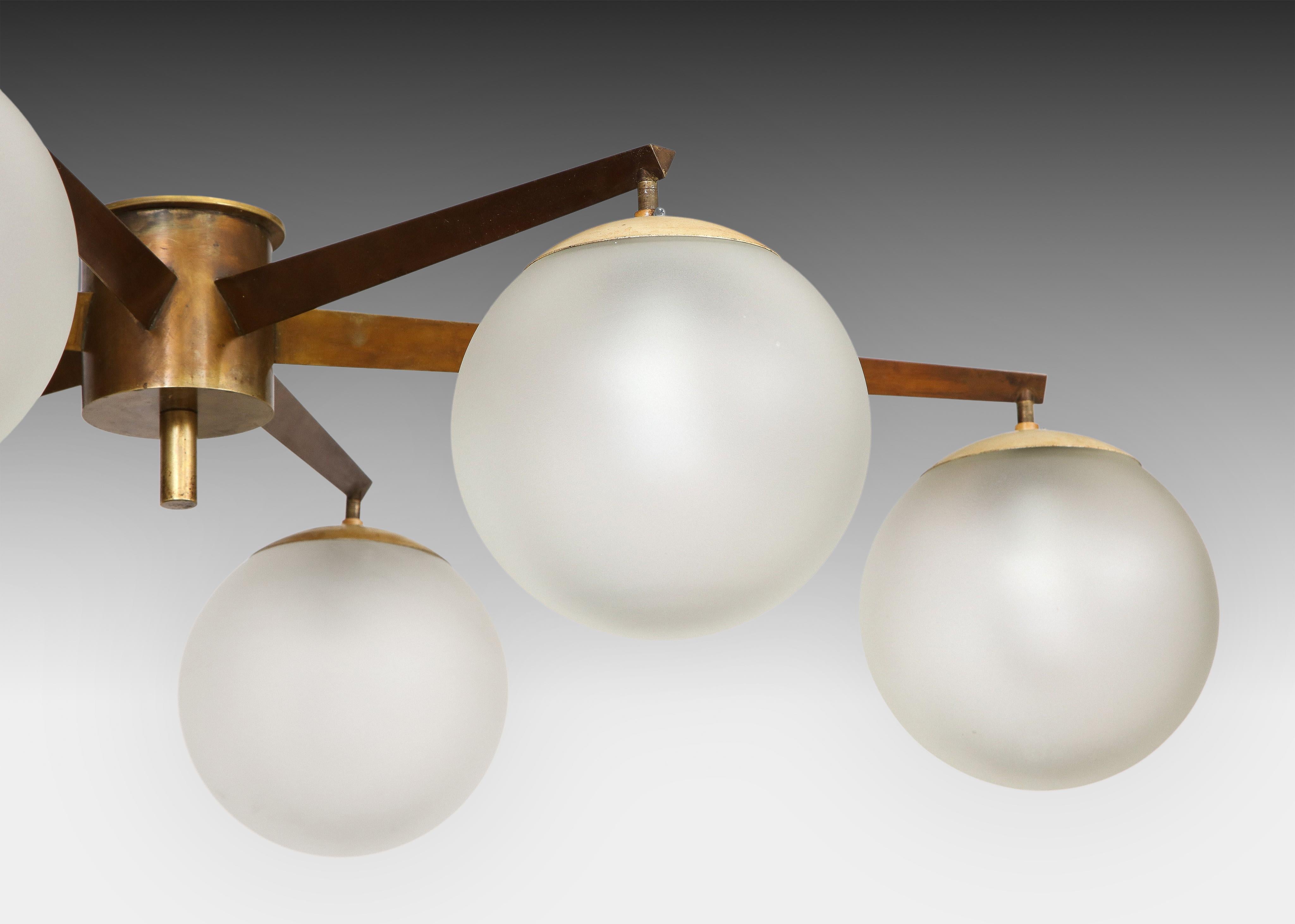 Angelo Lelii for Arredoluce Rare Stella Six Lune Ceiling Light, Italy, 1960s 1