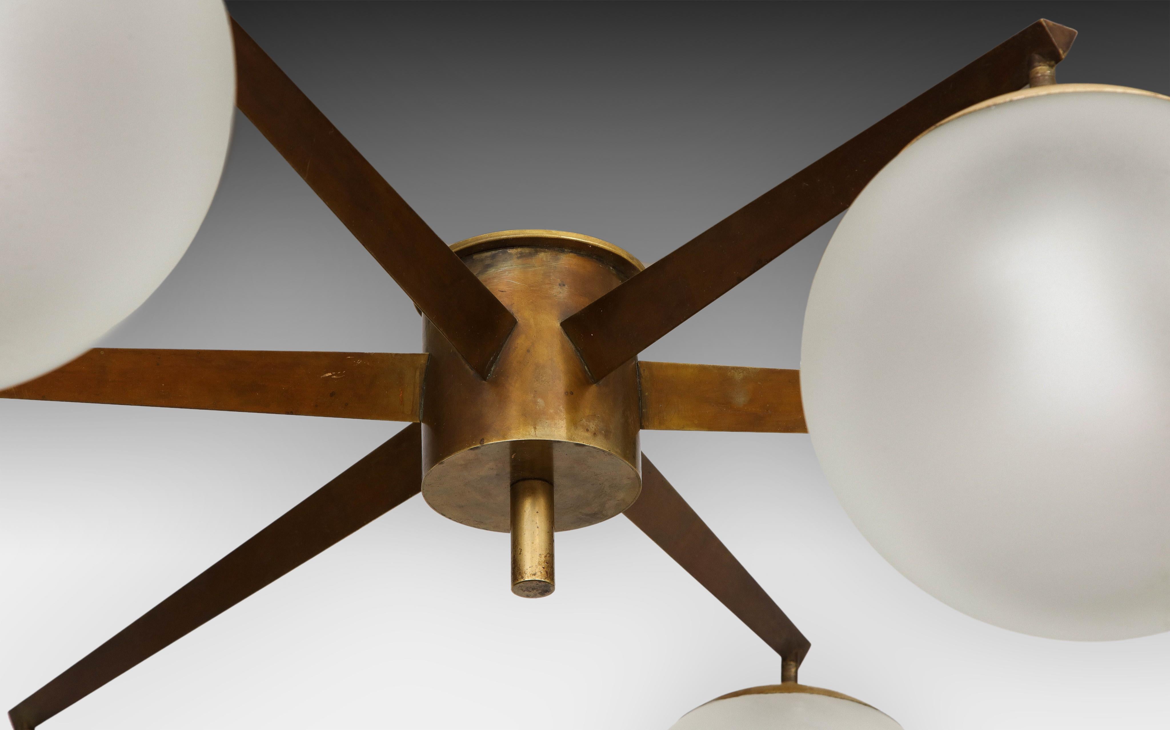 Angelo Lelii for Arredoluce Rare Stella Six Lune Ceiling Light, Italy, 1960s 2