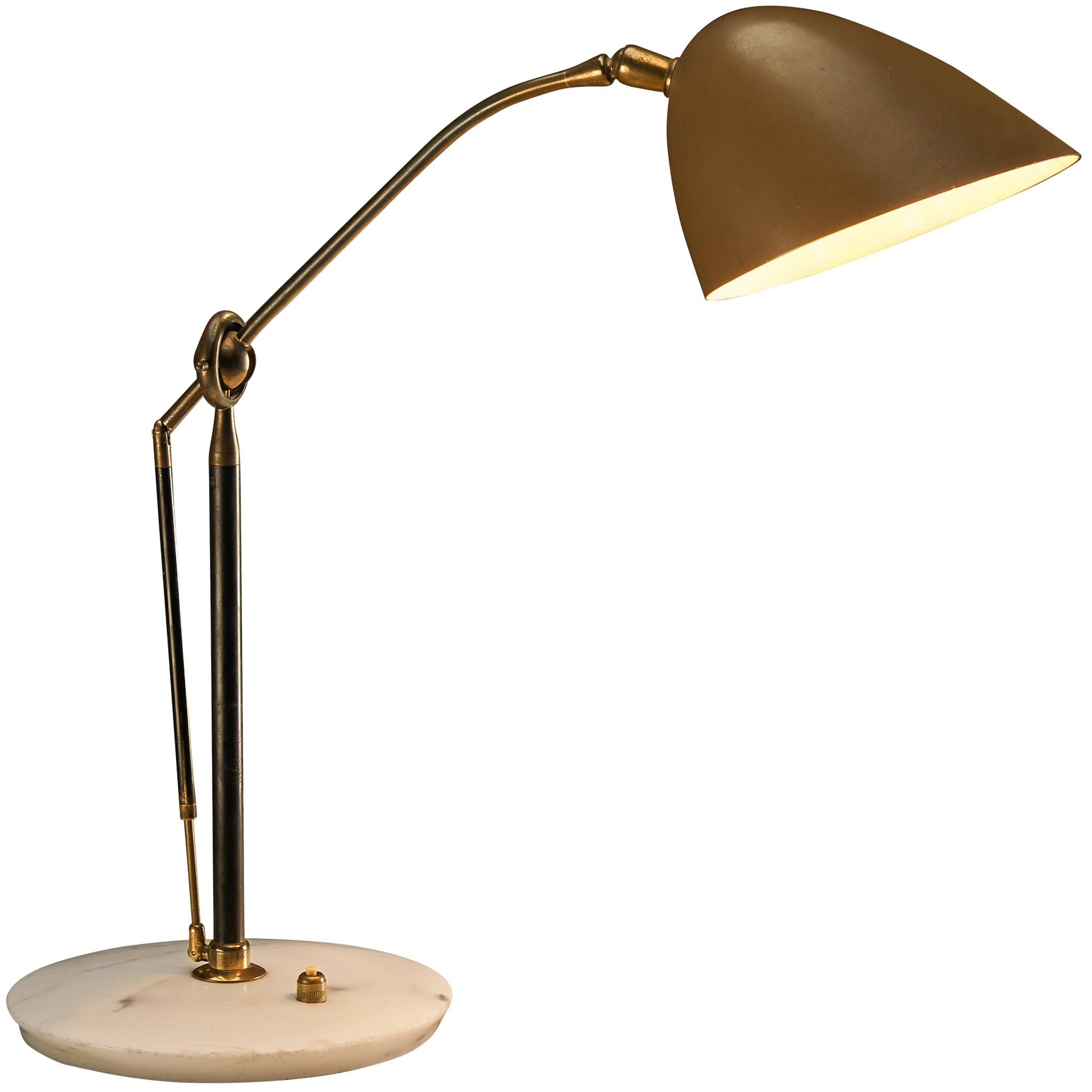 Angelo Lelii for Arredoluce Rare Table Lamp in Marble and Brass