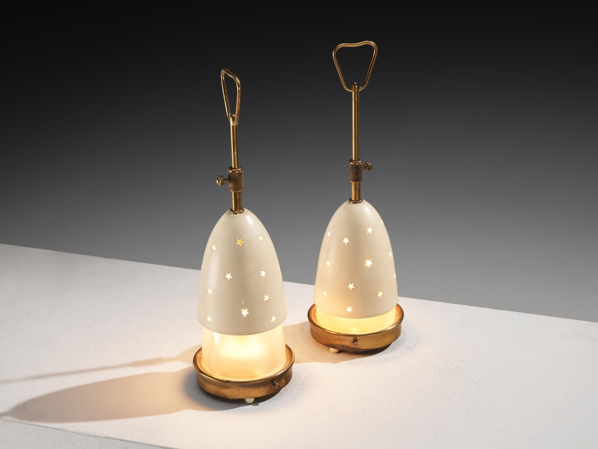 italien Angelo Lelii pour Arredoluce Lampes de table 'Stellina' avec motifs d'étoiles en vente