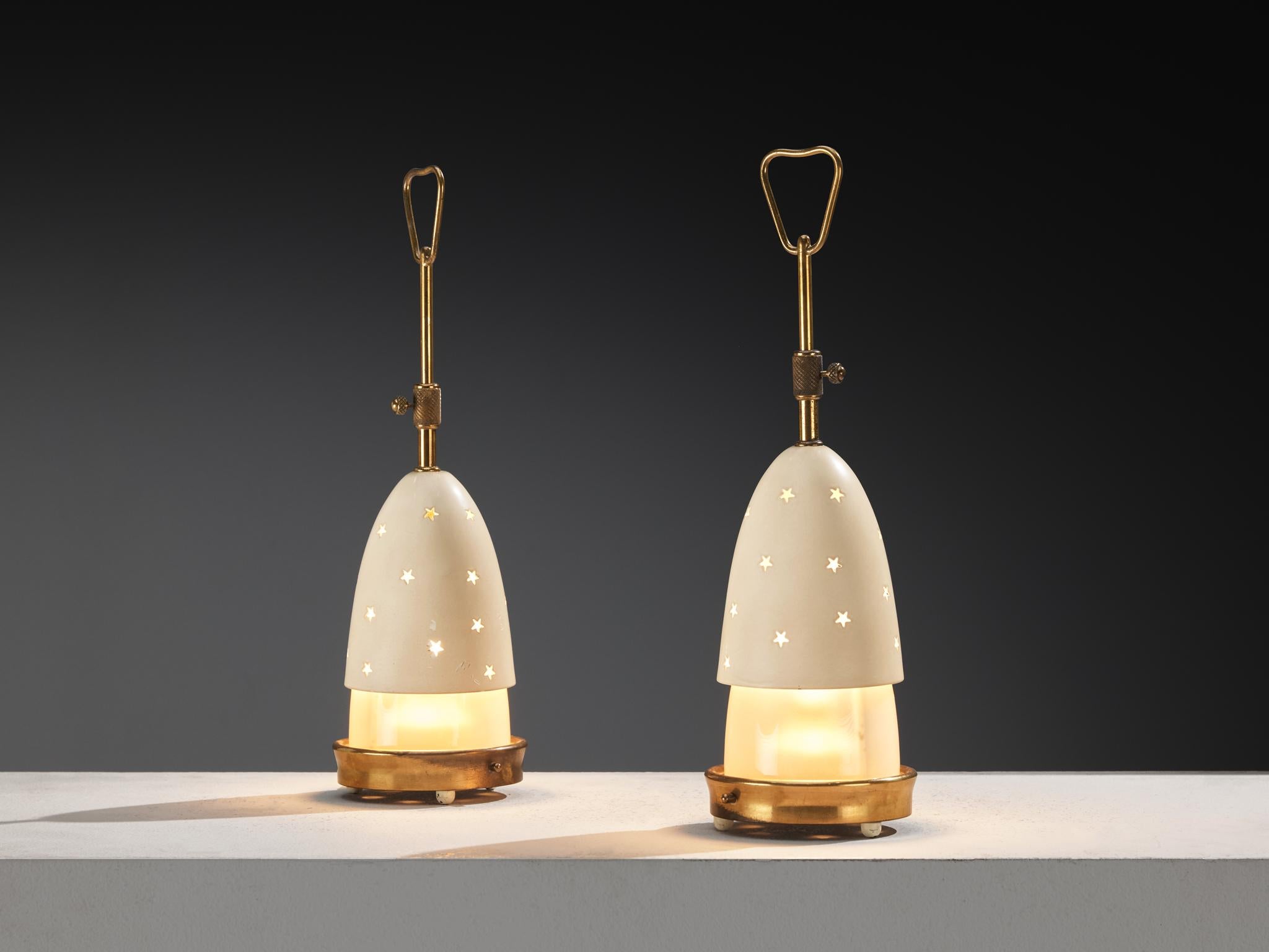 Angelo Lelii pour Arredoluce Lampes de table 'Stellina' avec motifs d'étoiles Bon état - En vente à Waalwijk, NL