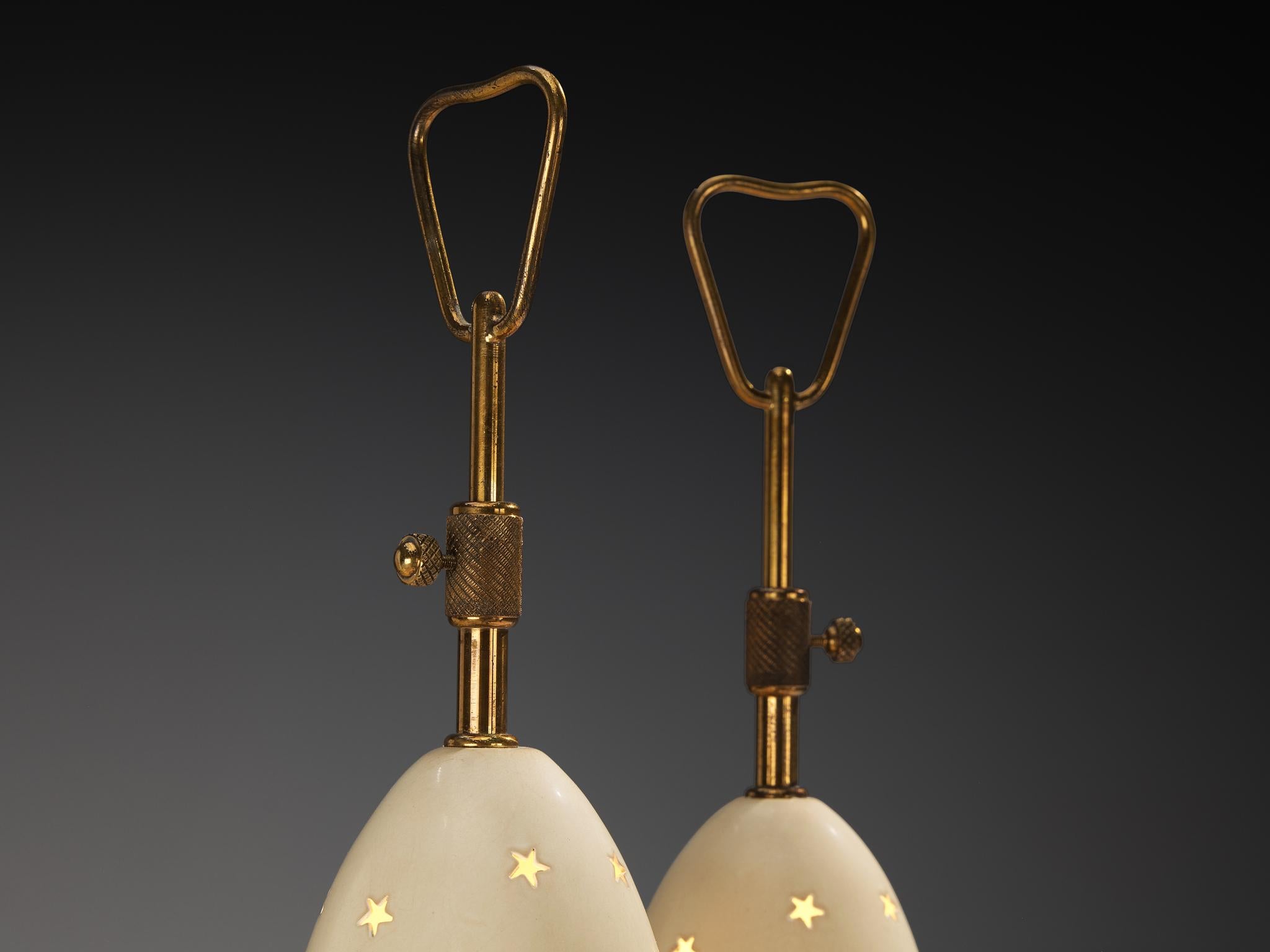 Milieu du XXe siècle Angelo Lelii pour Arredoluce Lampes de table 'Stellina' avec motifs d'étoiles en vente