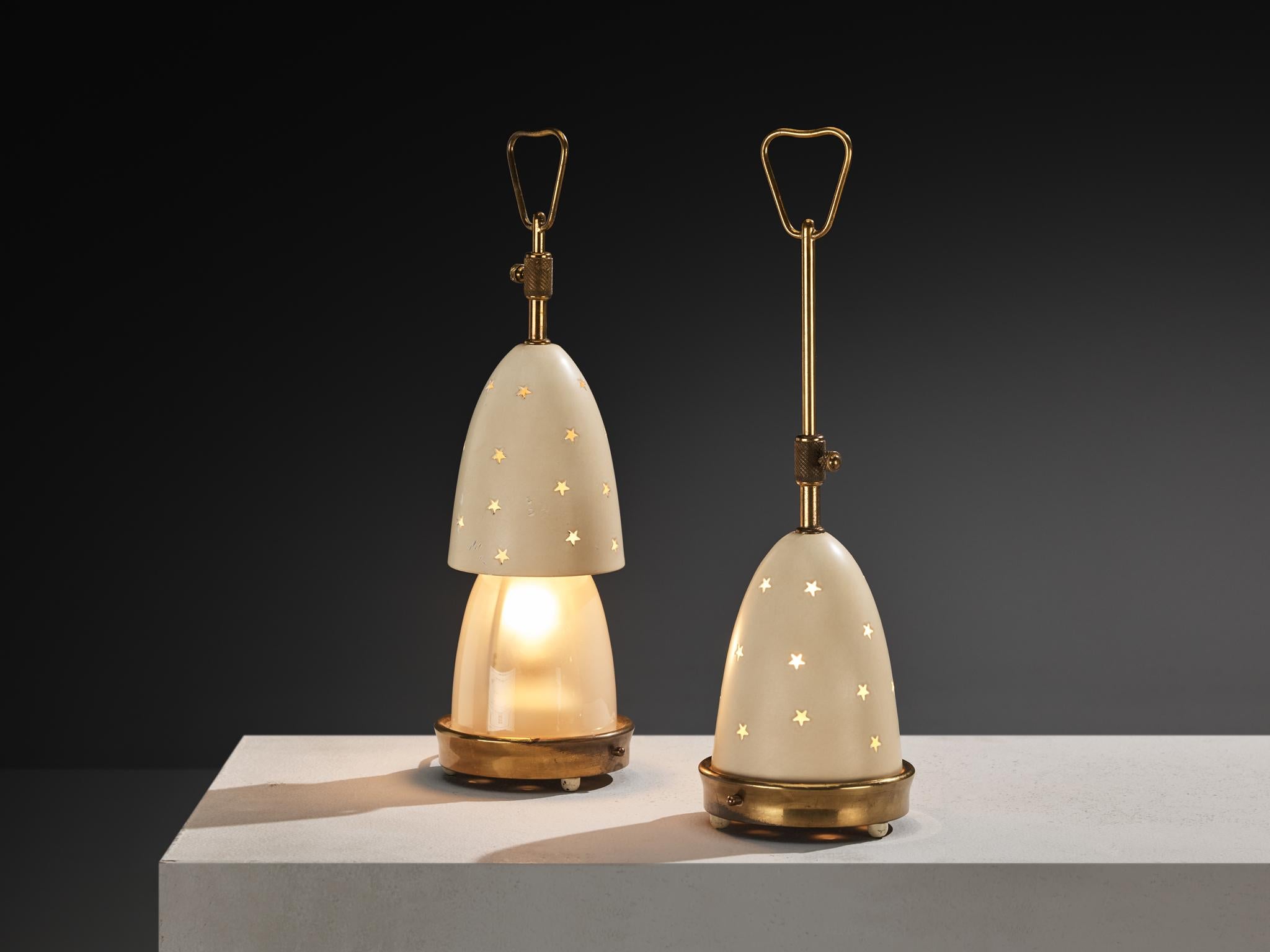 Aluminium Angelo Lelii pour Arredoluce Lampes de table 'Stellina' avec motifs d'étoiles en vente