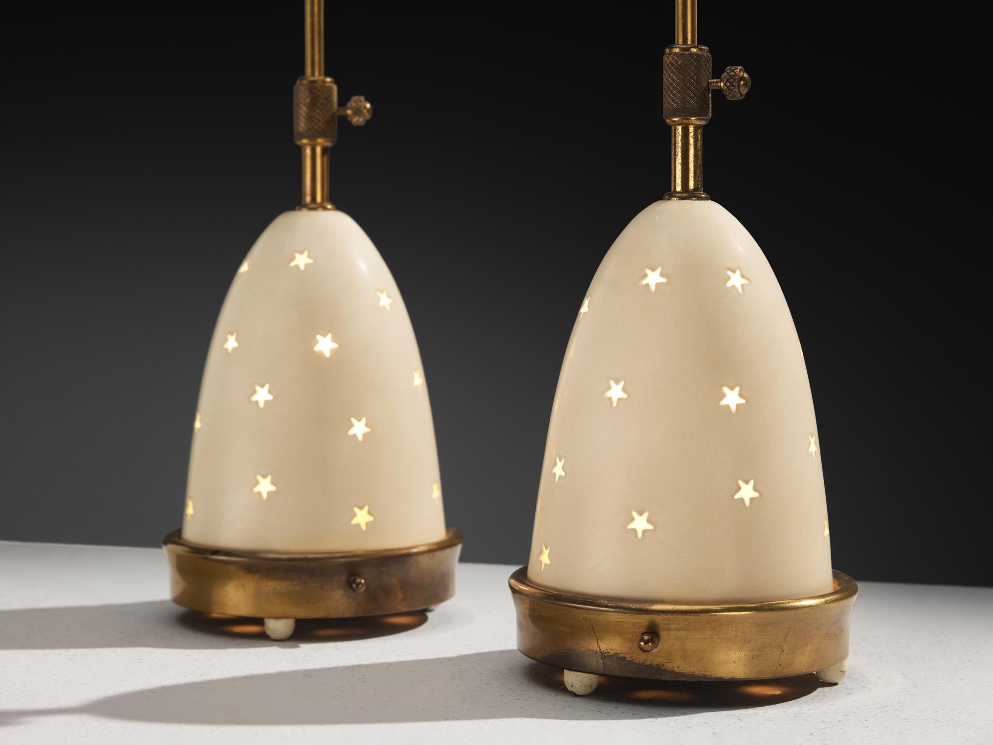 Angelo Lelii pour Arredoluce Lampes de table 'Stellina' avec motifs d'étoiles en vente 1