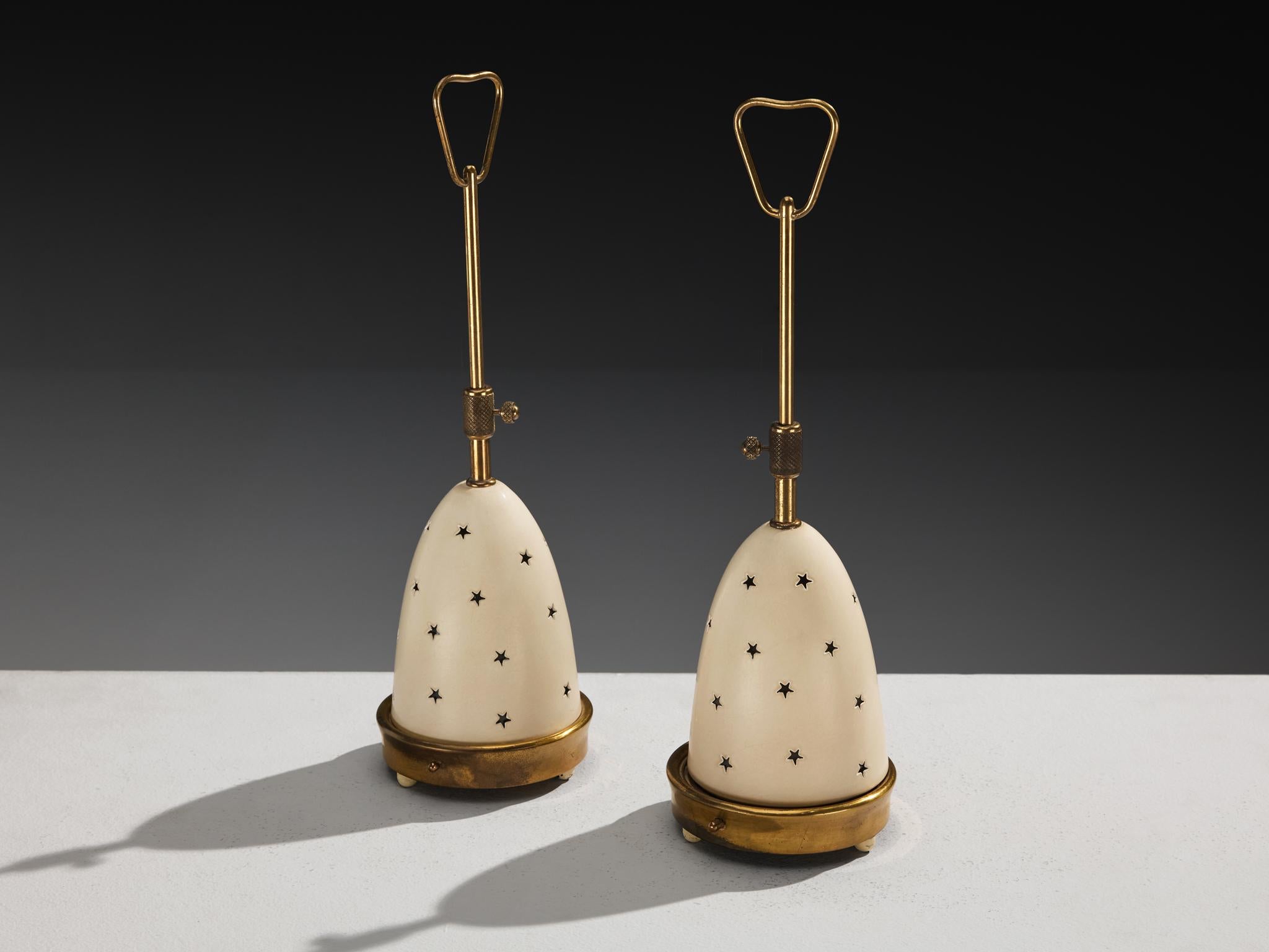 Angelo Lelii pour Arredoluce Lampes de table 'Stellina' avec motifs d'étoiles en vente 2