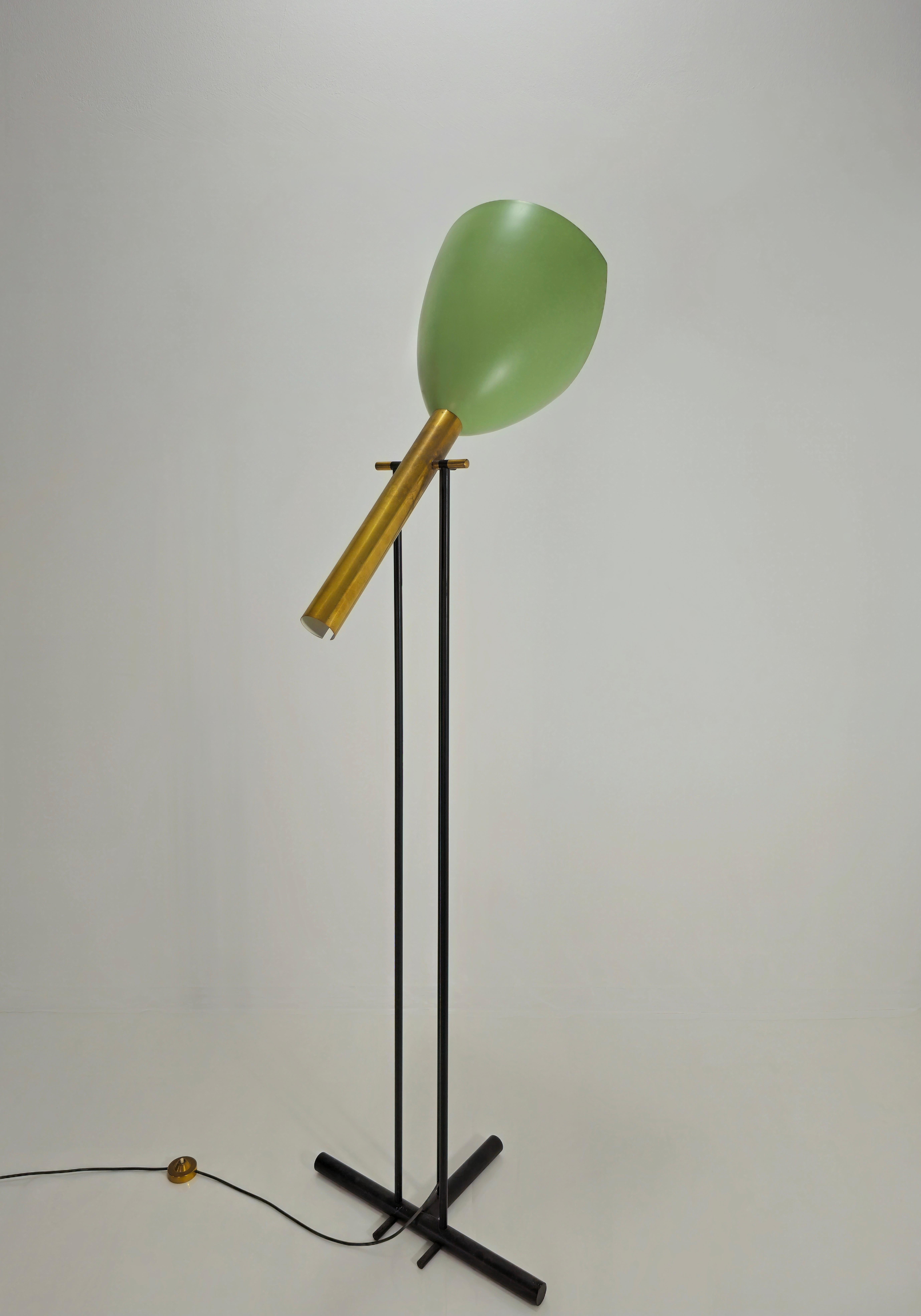Italian Angelo Lelii for Arredoluce ‘Televisione’ Floor Lamp in Brass and Aluminum 1956s For Sale
