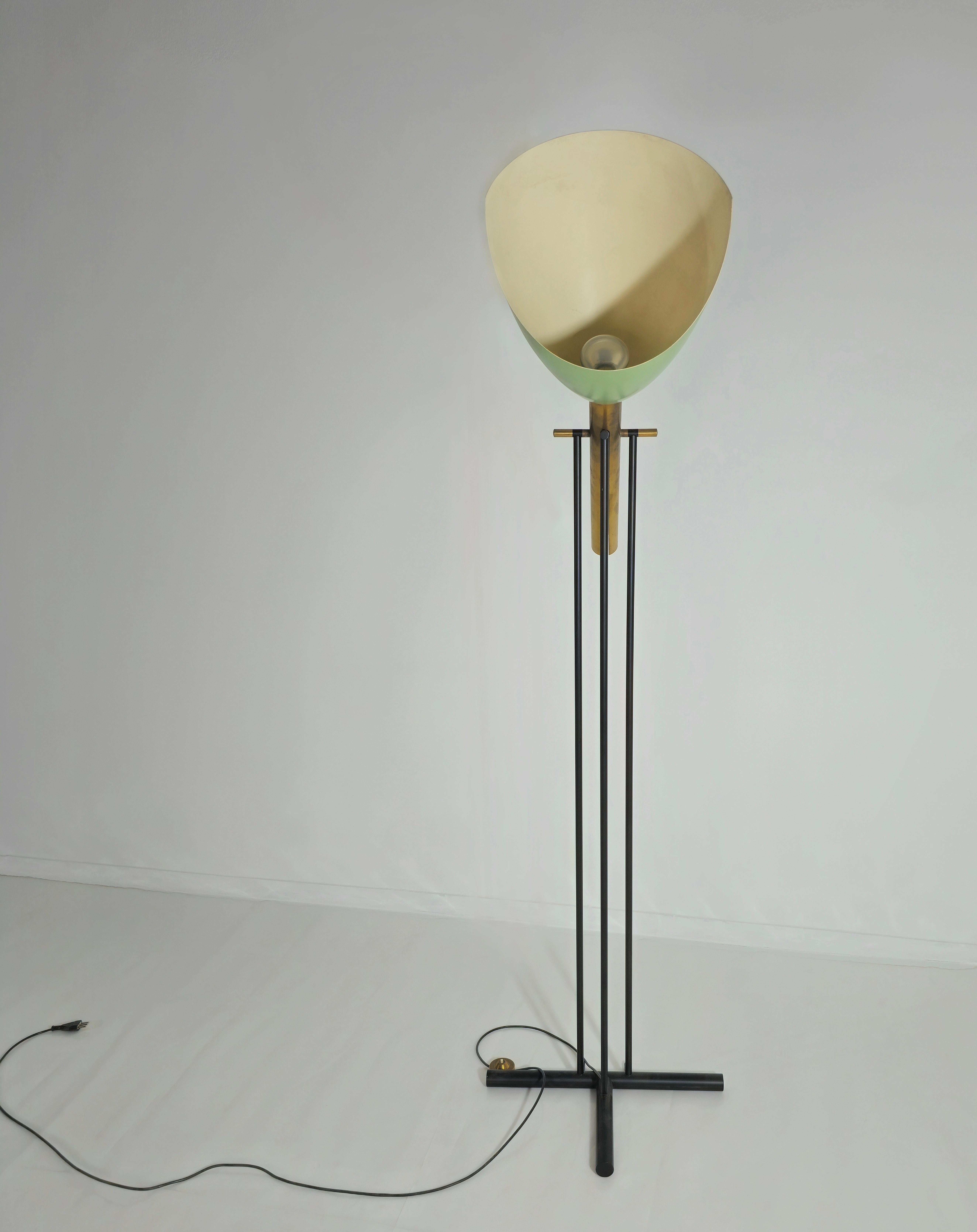 20th Century Angelo Lelii for Arredoluce ‘Televisione’ Floor Lamp in Brass and Aluminum 1956s For Sale