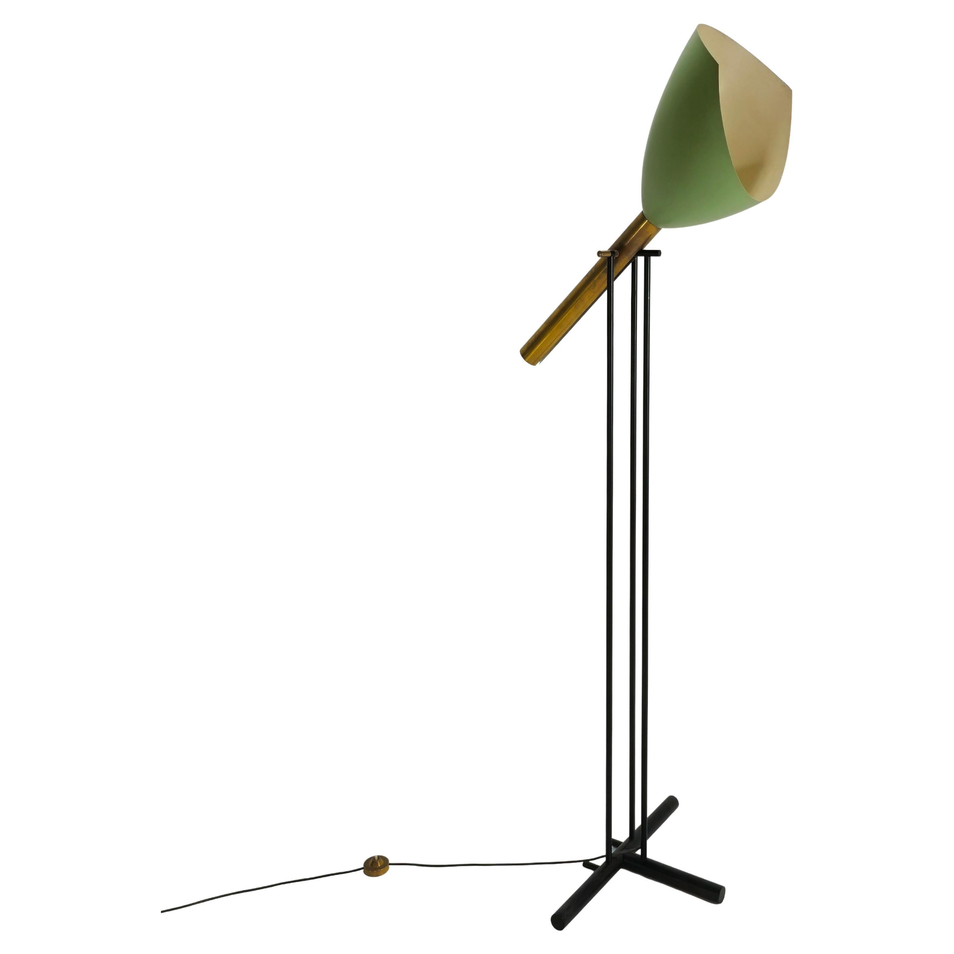 Angelo Lelii for Arredoluce ‘Televisione’ Floor Lamp in Brass and Aluminum 1956s