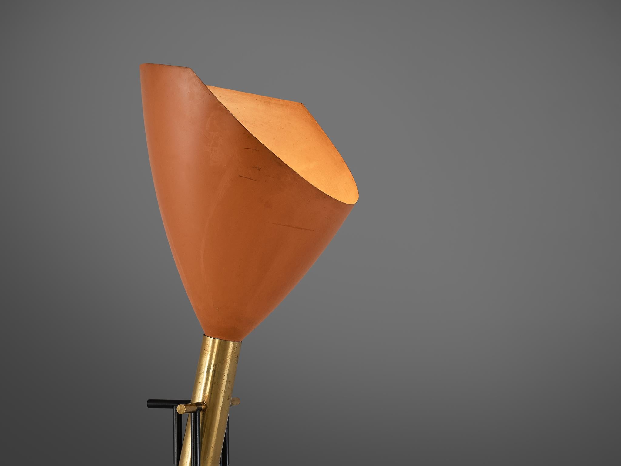 Angelo Lelii for Arredoluce ‘Televisione’ Floor Lamp in Brass and Aluminum 4