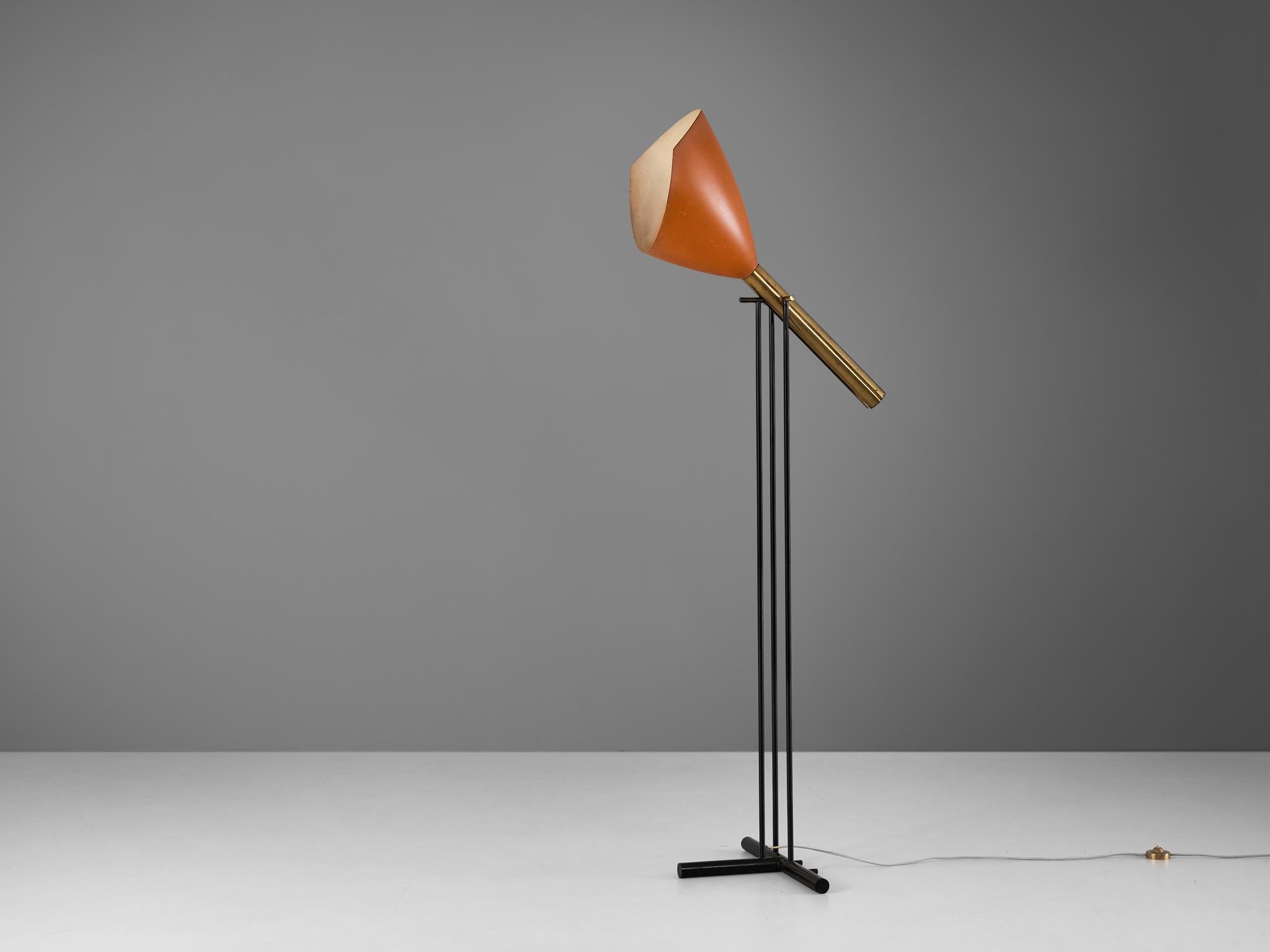Angelo Lelii for Arredoluce ‘Televisione’ Floor Lamp in Brass and Aluminum 6