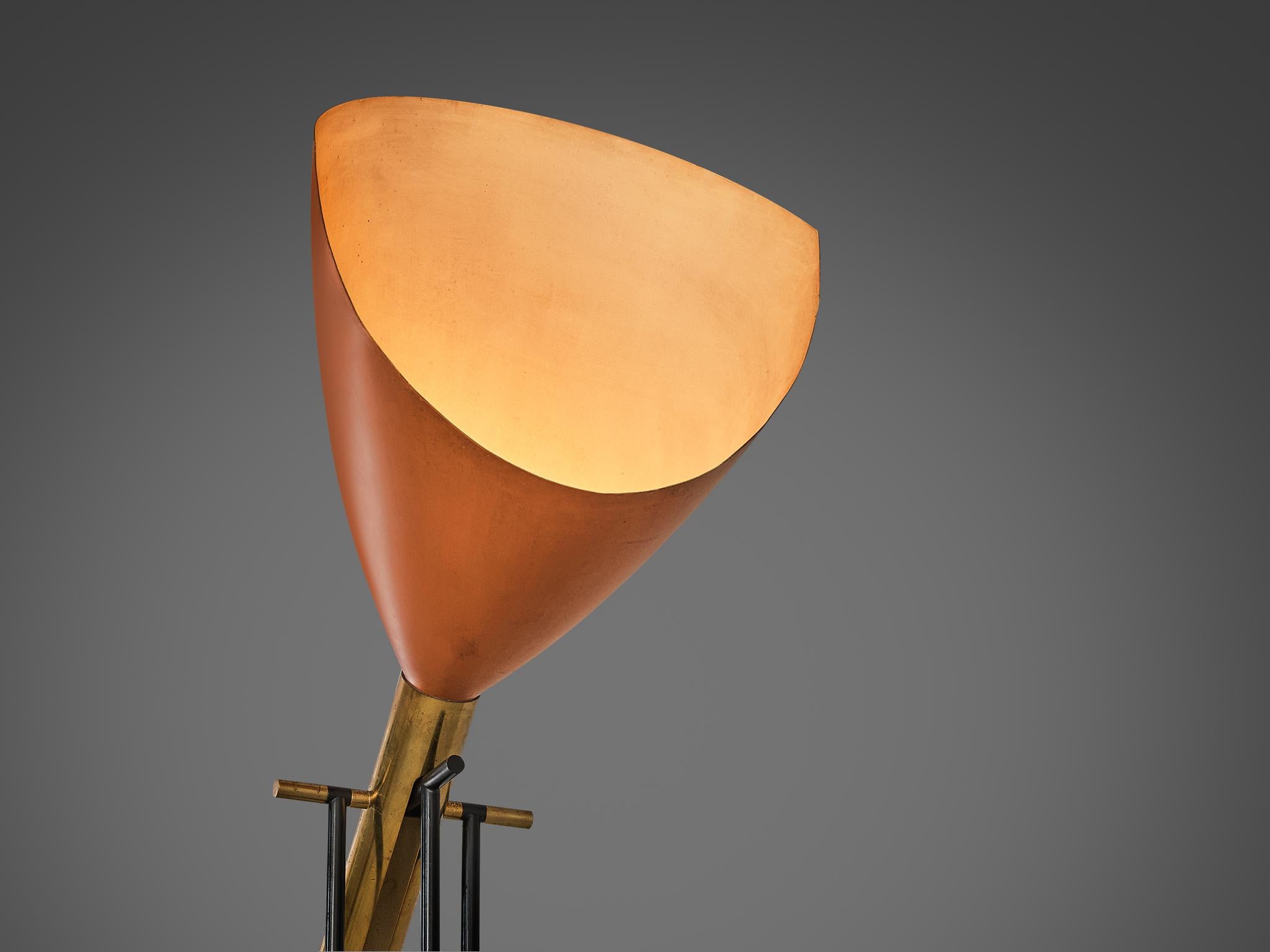Mid-Century Modern Angelo Lelii for Arredoluce ‘Televisione’ Floor Lamp in Brass and Aluminum