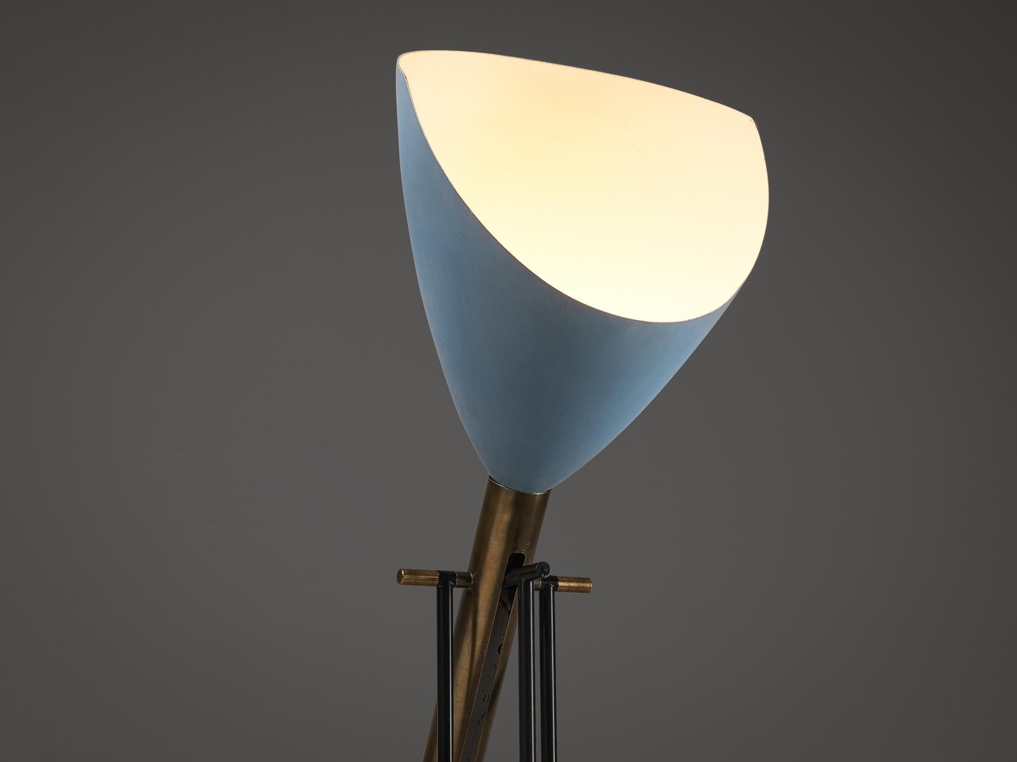 Mid-Century Modern Angelo Lelii for Arredoluce ‘Televisione’ Floor Lamp in Brass and Aluminum  For Sale