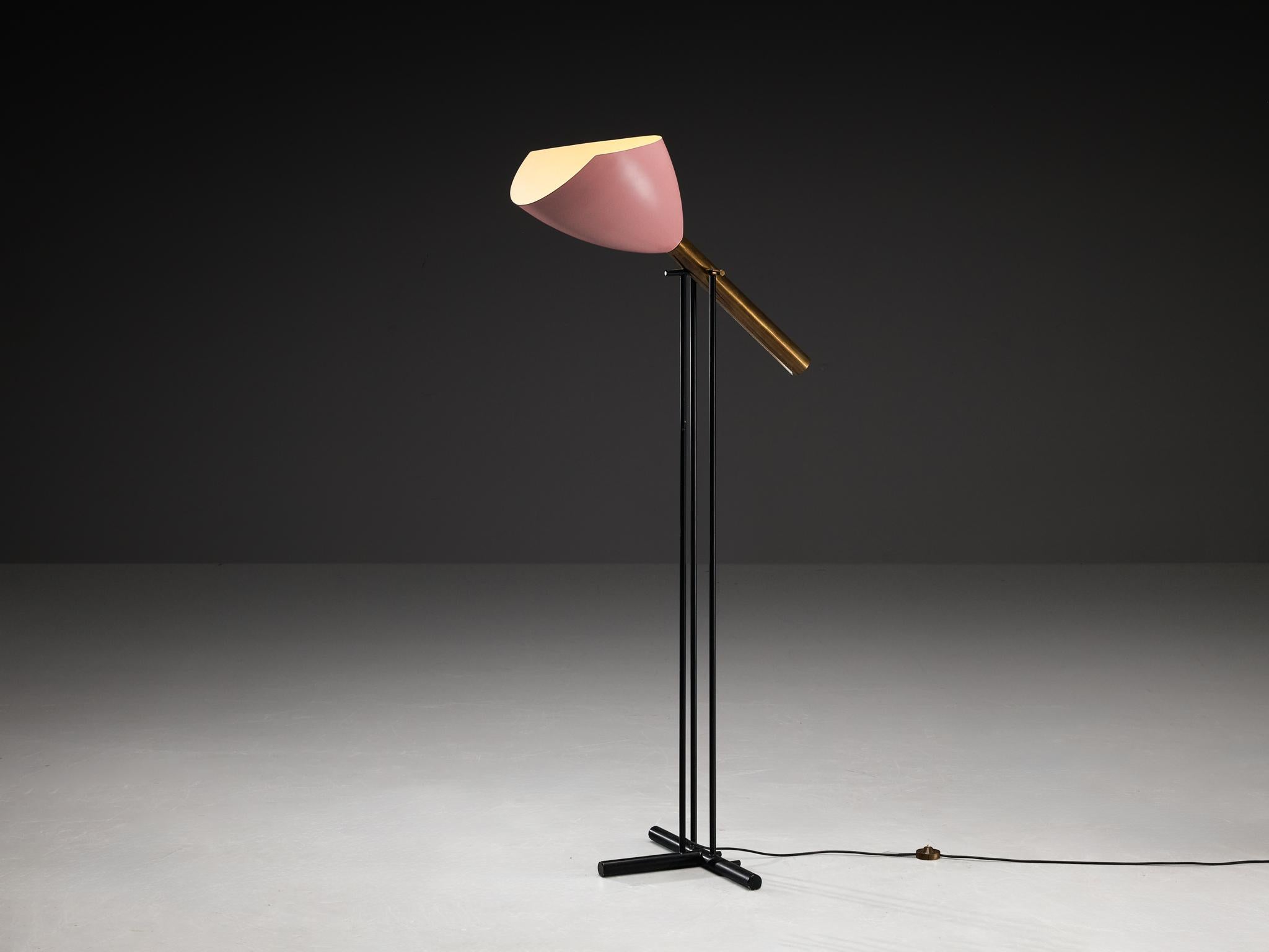 Mid-Century Modern Angelo Lelii for Arredoluce ‘Televisione’ Floor Lamp in Brass and Aluminum For Sale