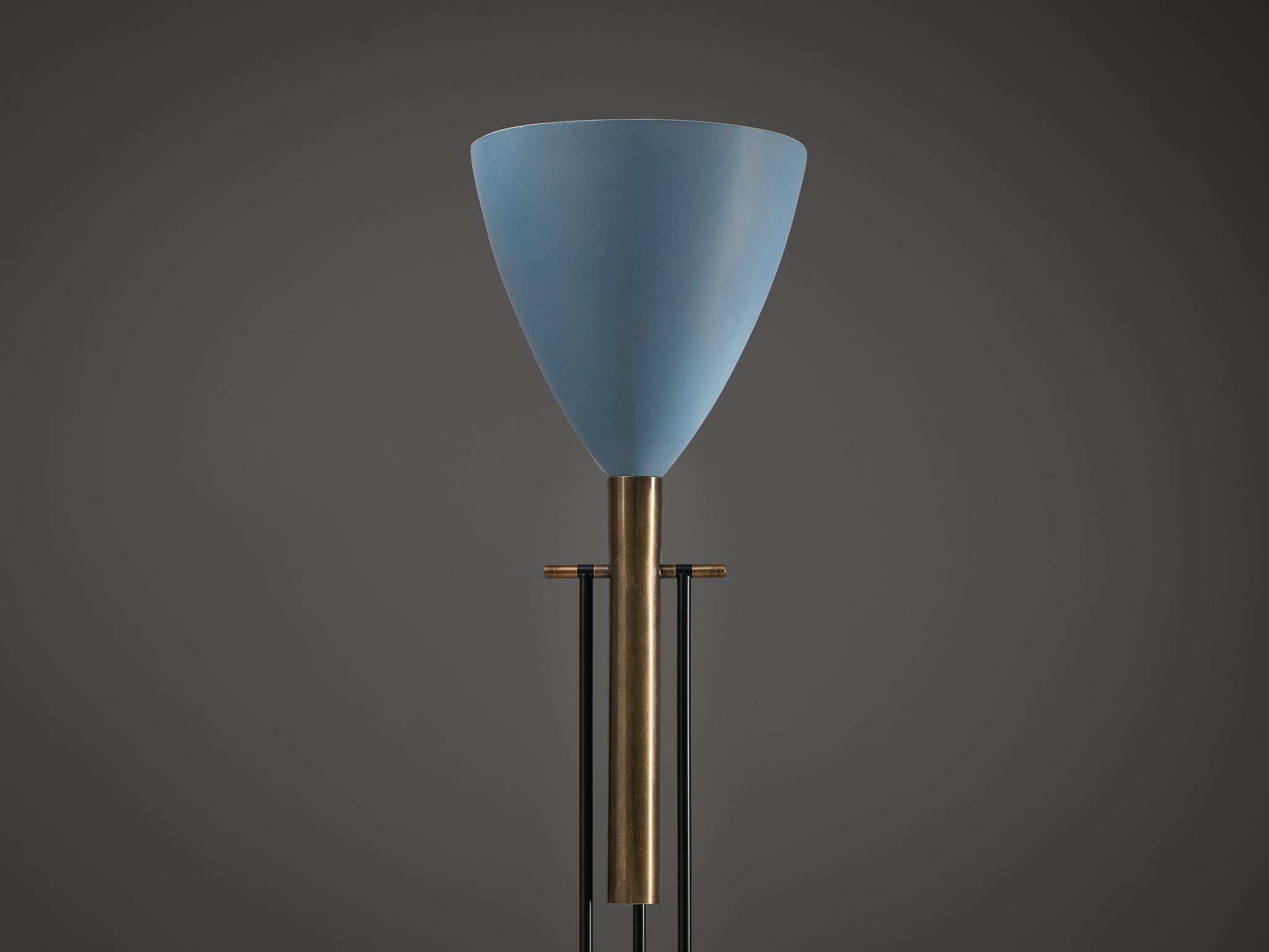 Angelo Lelii for Arredoluce ‘Televisione’ Floor Lamp in Brass and Aluminum  In Good Condition For Sale In Waalwijk, NL